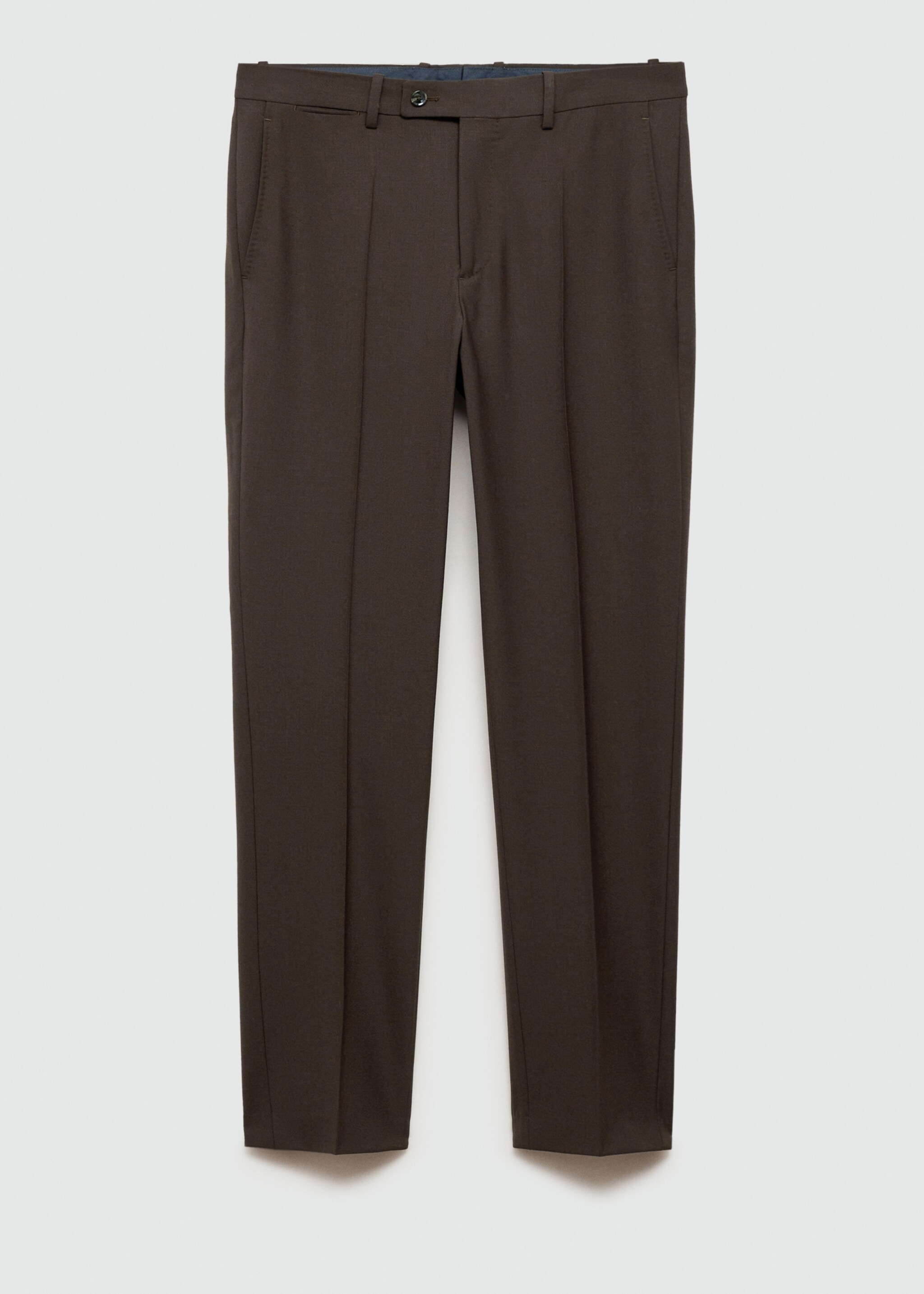 Crease-resistant wool suit trousers - Article without model, Brown. Ref: 77035972-00.