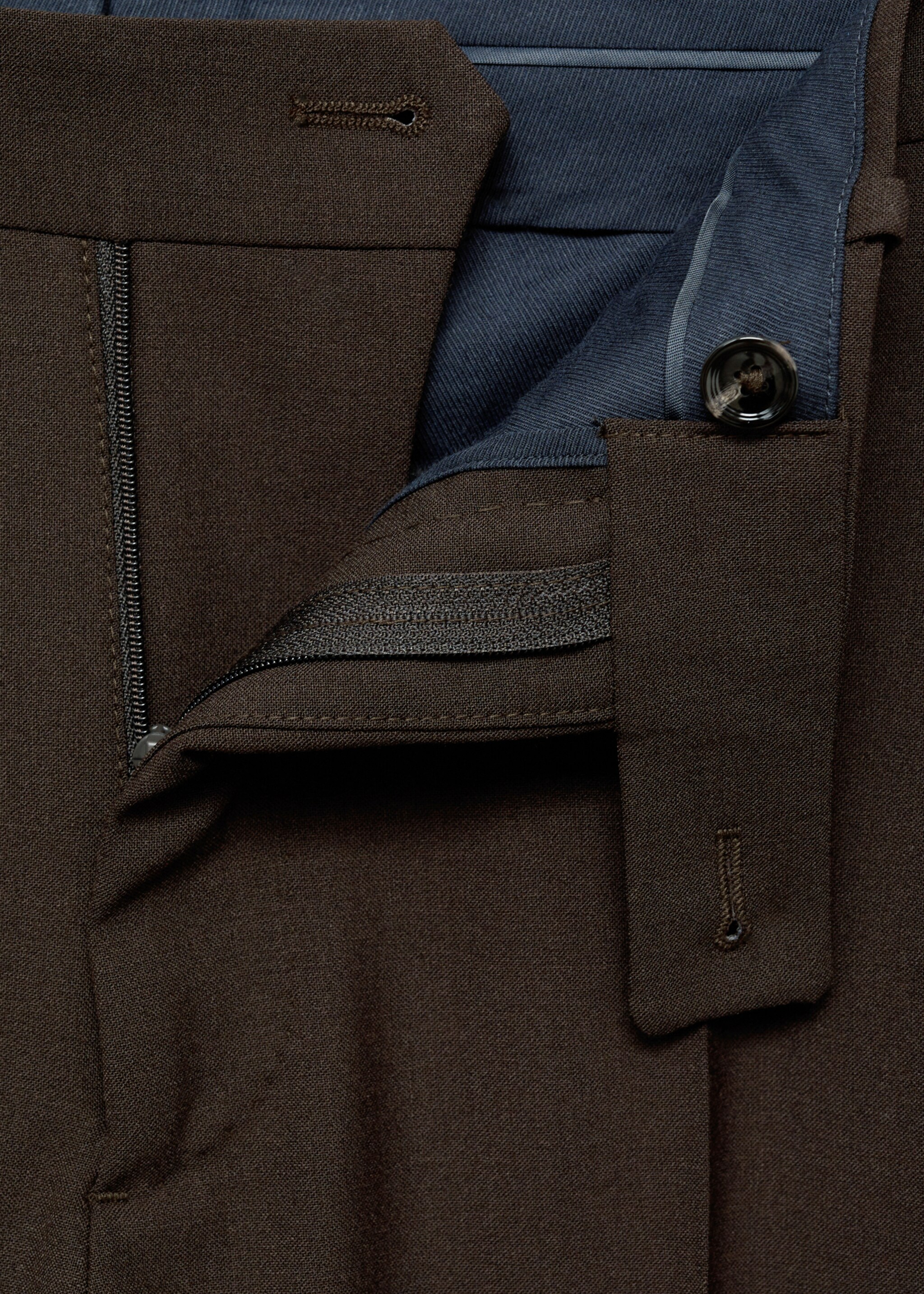 Crease-resistant wool suit trousers - Details of the article 0, Brown. Ref: 77035972-00.