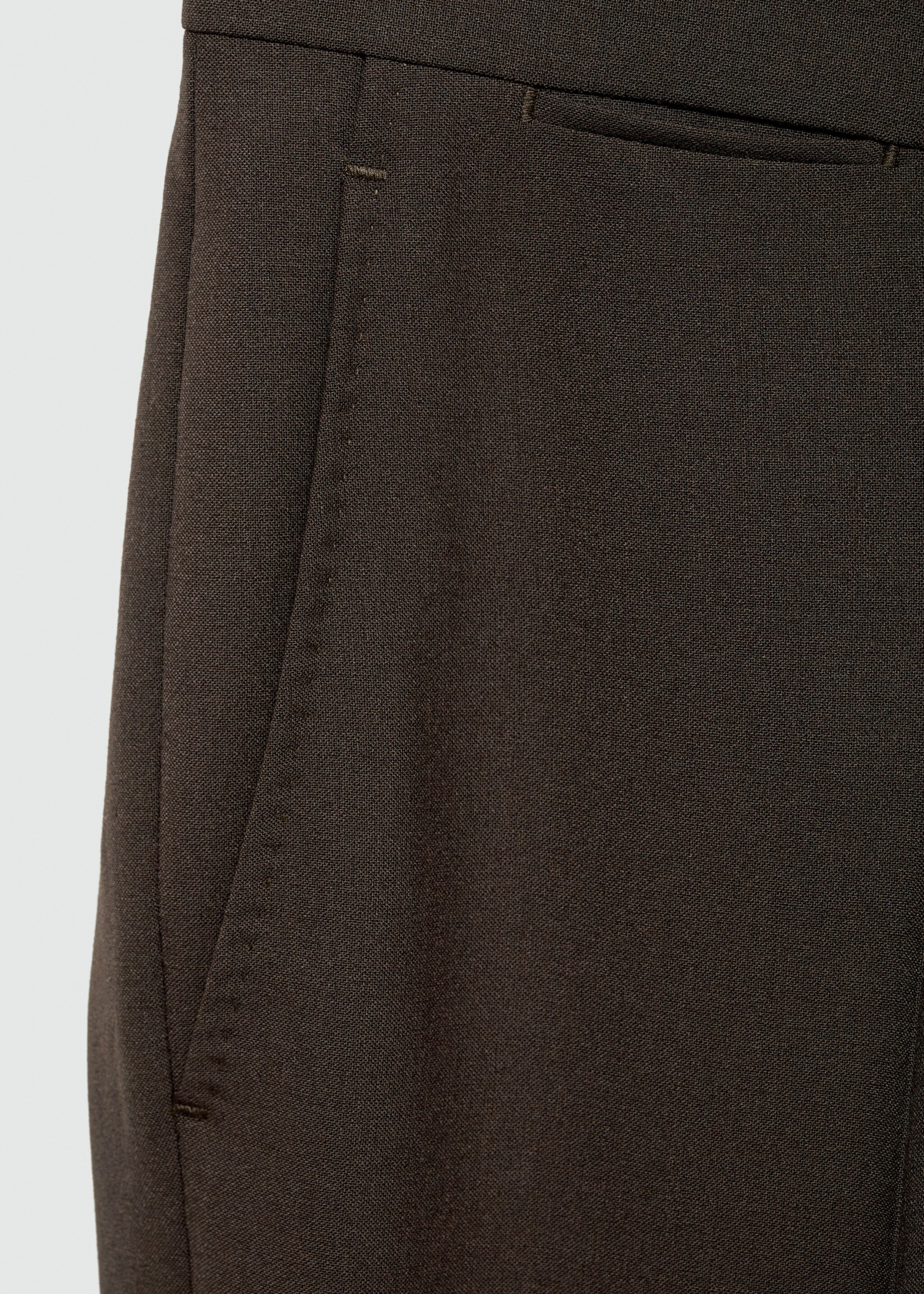 Crease-resistant wool suit trousers - Details of the article 8, Brown. Ref: 77035972-00.