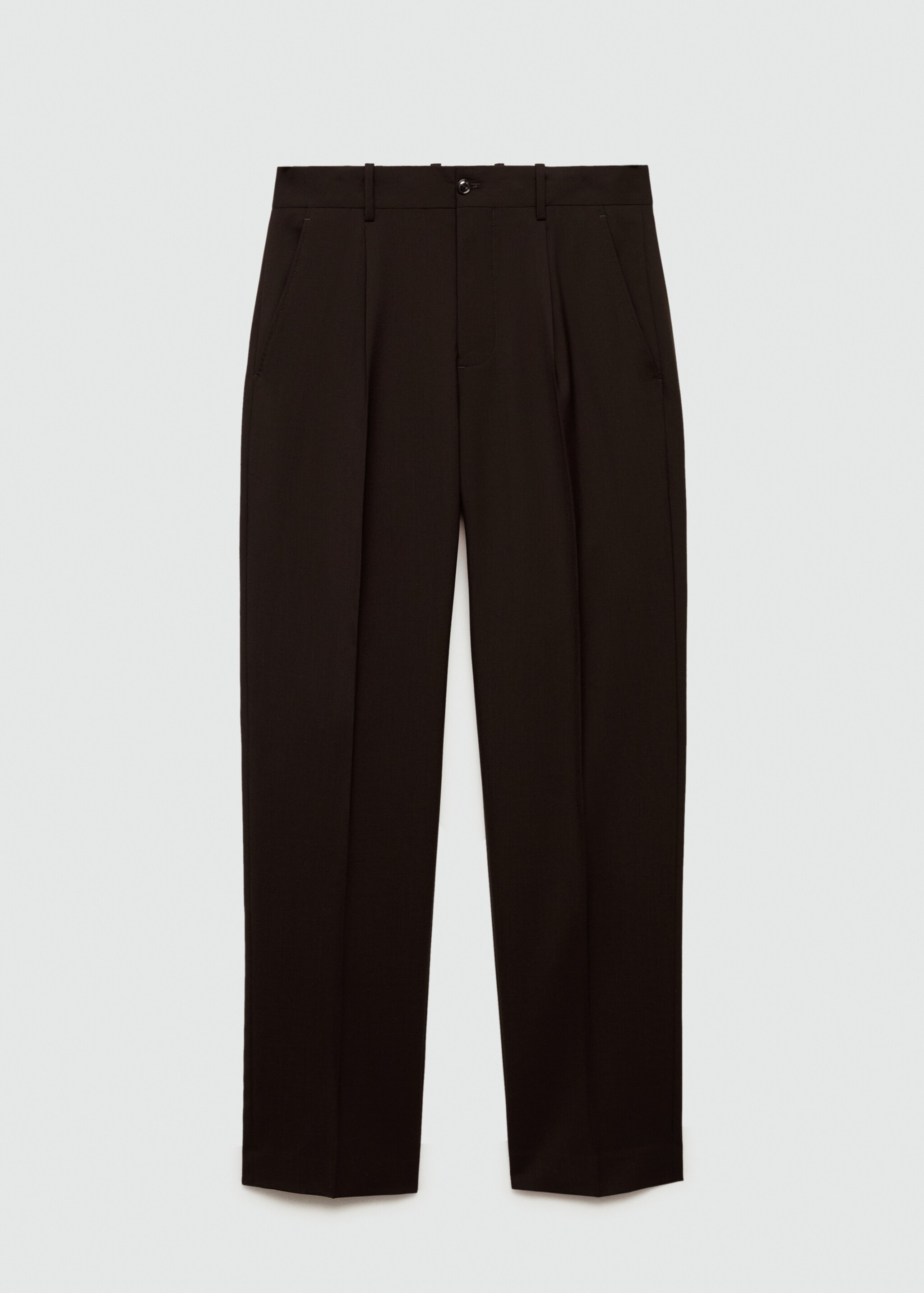 100% wool regular-fit suit trousers - Article without model, Brown. Ref: 77035973-00.