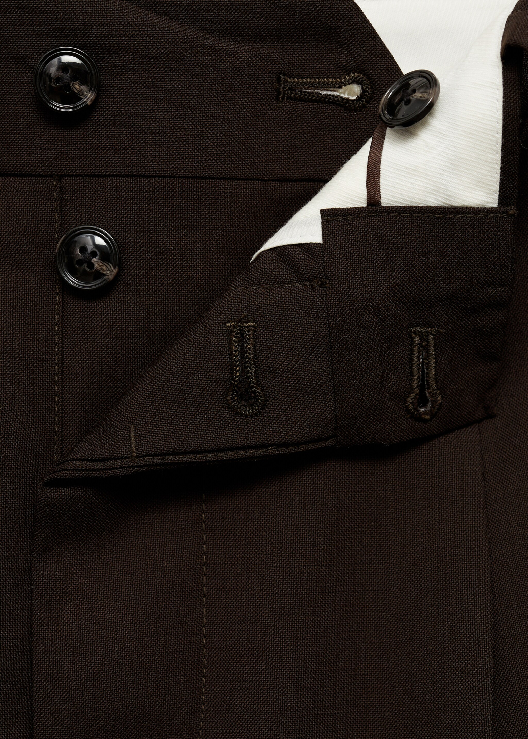 100% wool regular-fit suit trousers - Details of the article 0, Brown. Ref: 77035973-00.