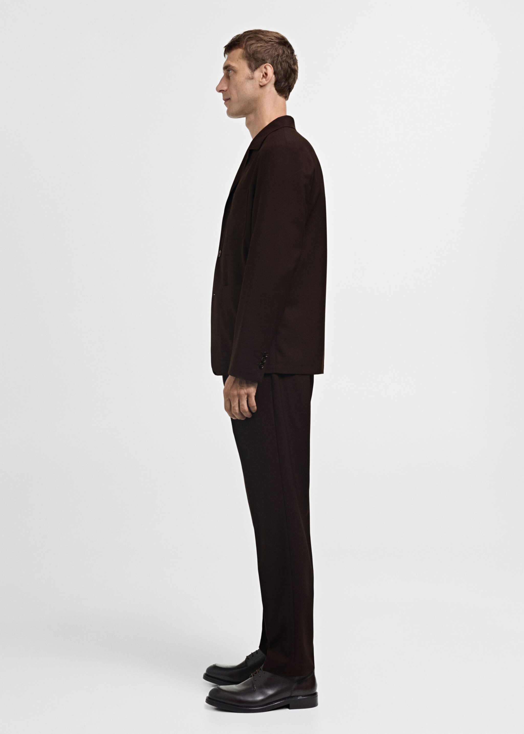 100% wool regular-fit suit trousers - Details of the article 2, Brown. Ref: 77035973-00.