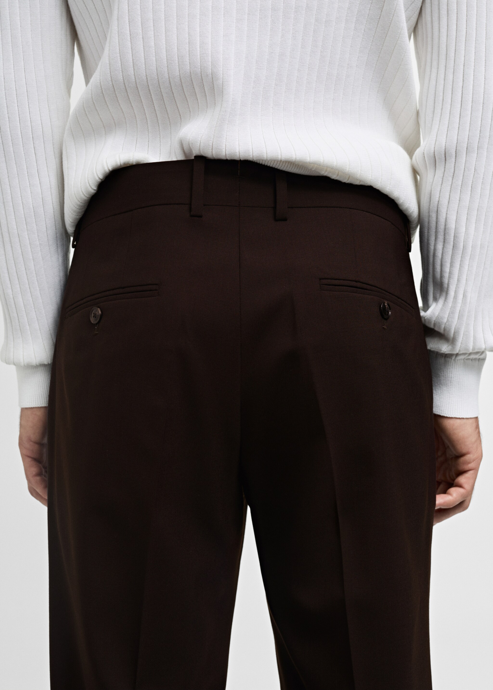 100% wool regular-fit suit trousers - Details of the article 6, Brown. Ref: 77035973-00.