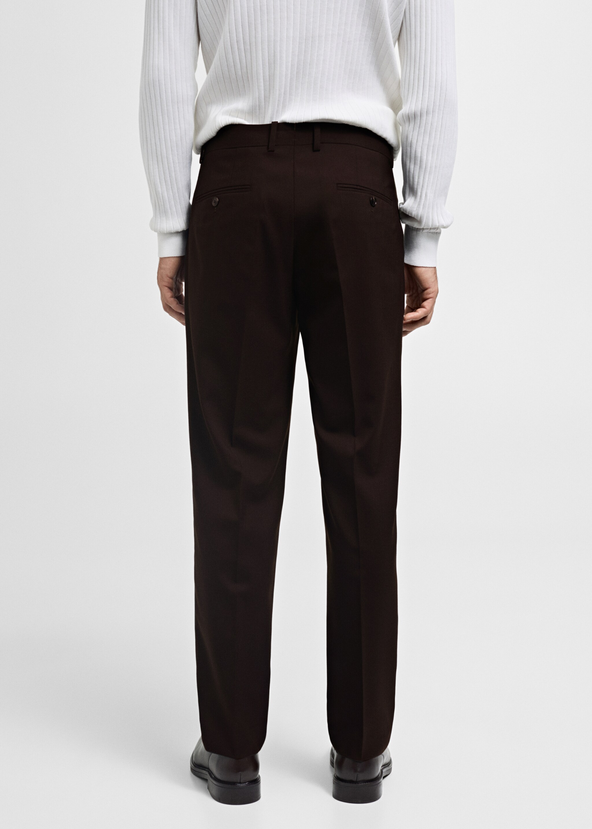 100% wool regular-fit suit trousers - Reverse of the article, Brown. Ref: 77035973-00.