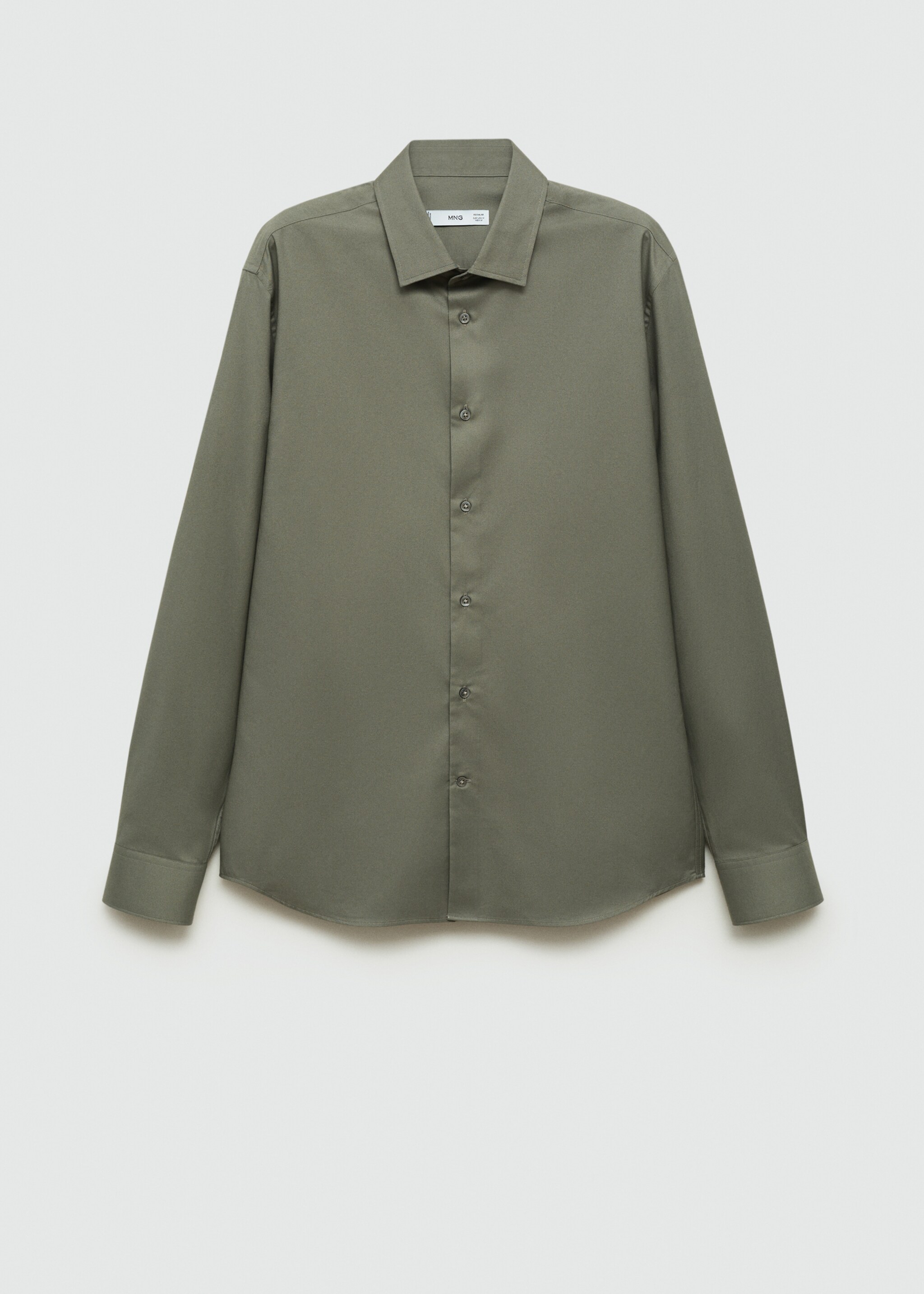 Regular-fit 100% cotton shirt - Article without model, Green. Ref: 77035976-00.