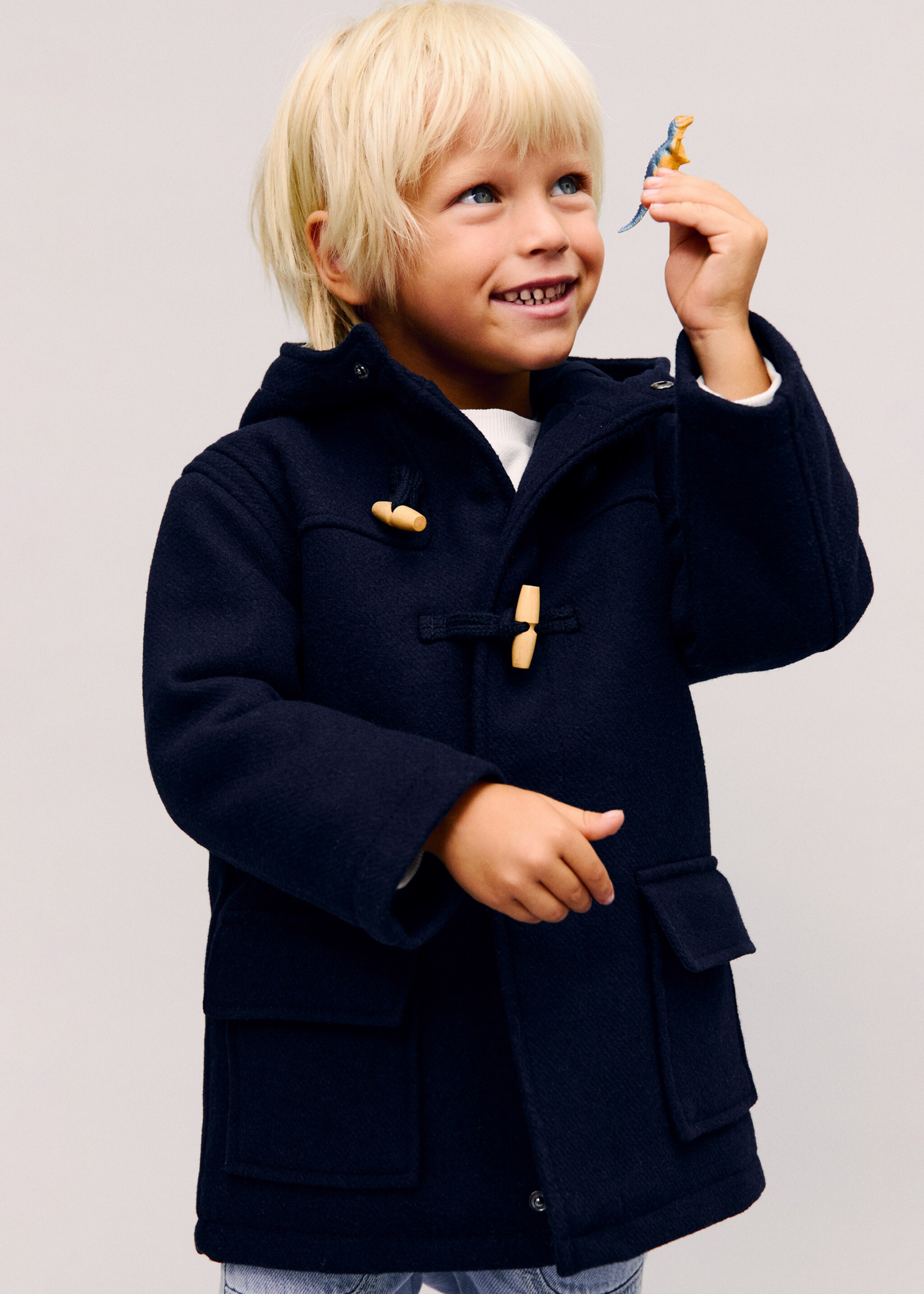 Long hooded coat - Details of the article 5, Dark Navy. Ref: 77035979-00.