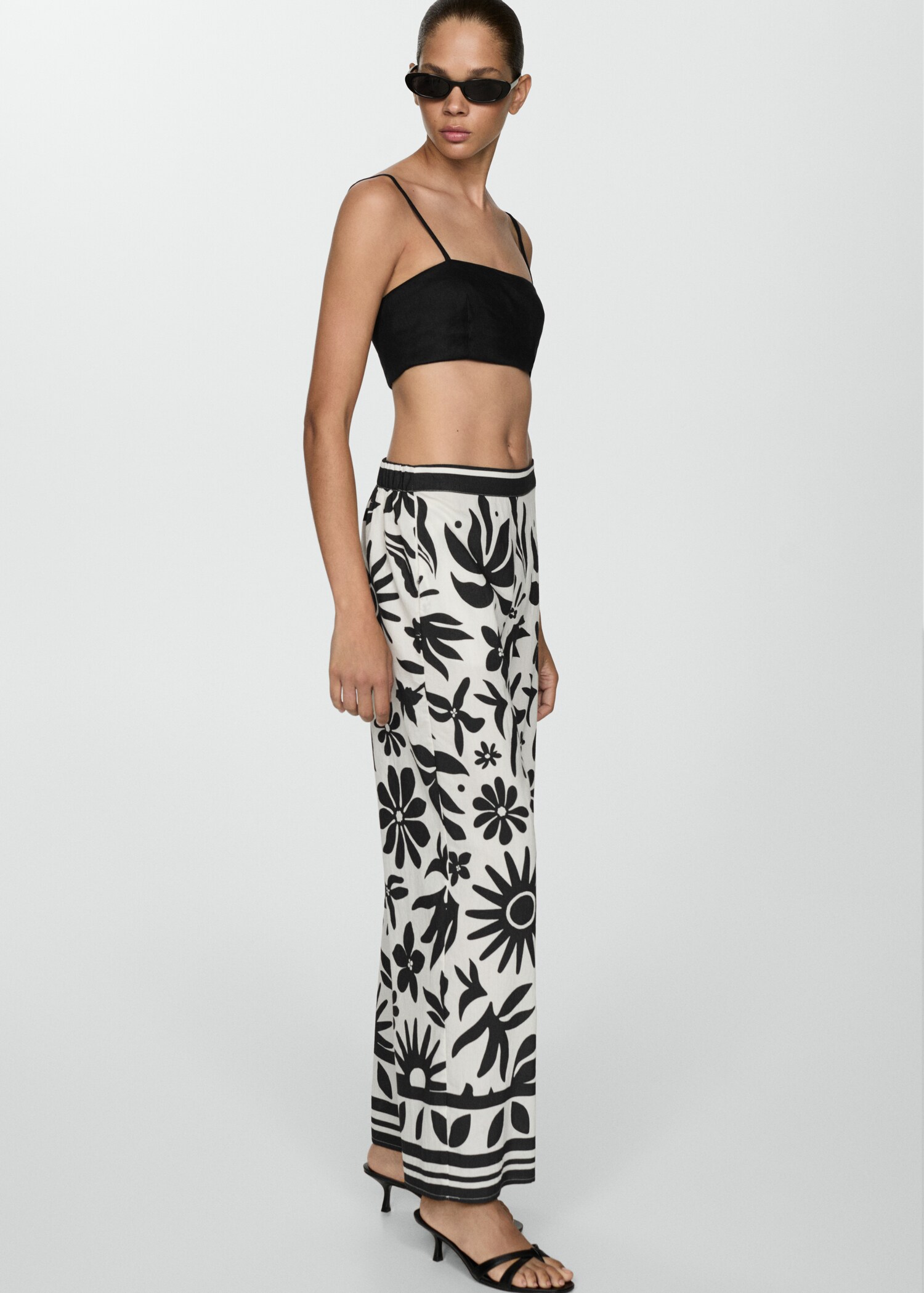 Floral-print wideleg trousers - Details of the article 2