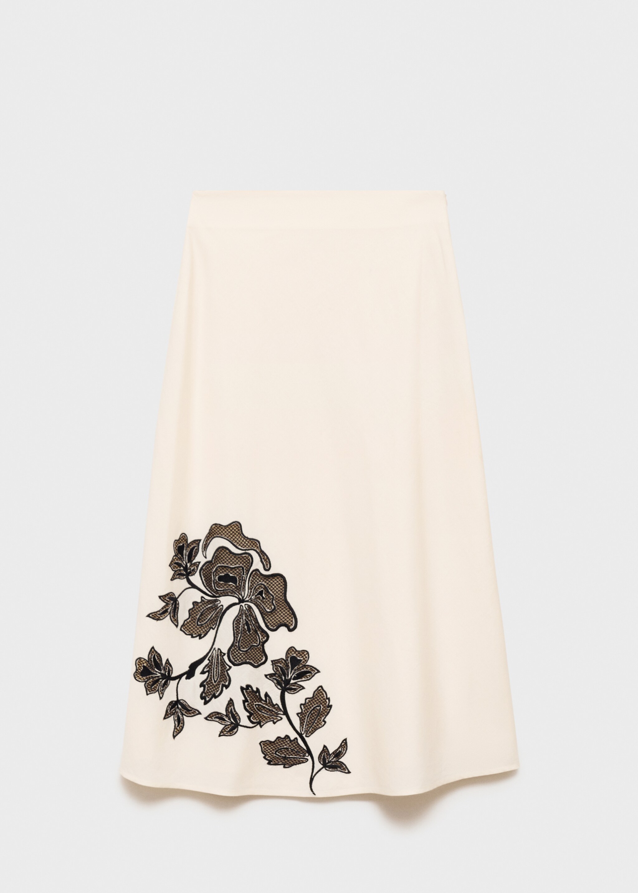 Embroidered long skirt - Article without model, Beige. Ref: 77035982-00.
