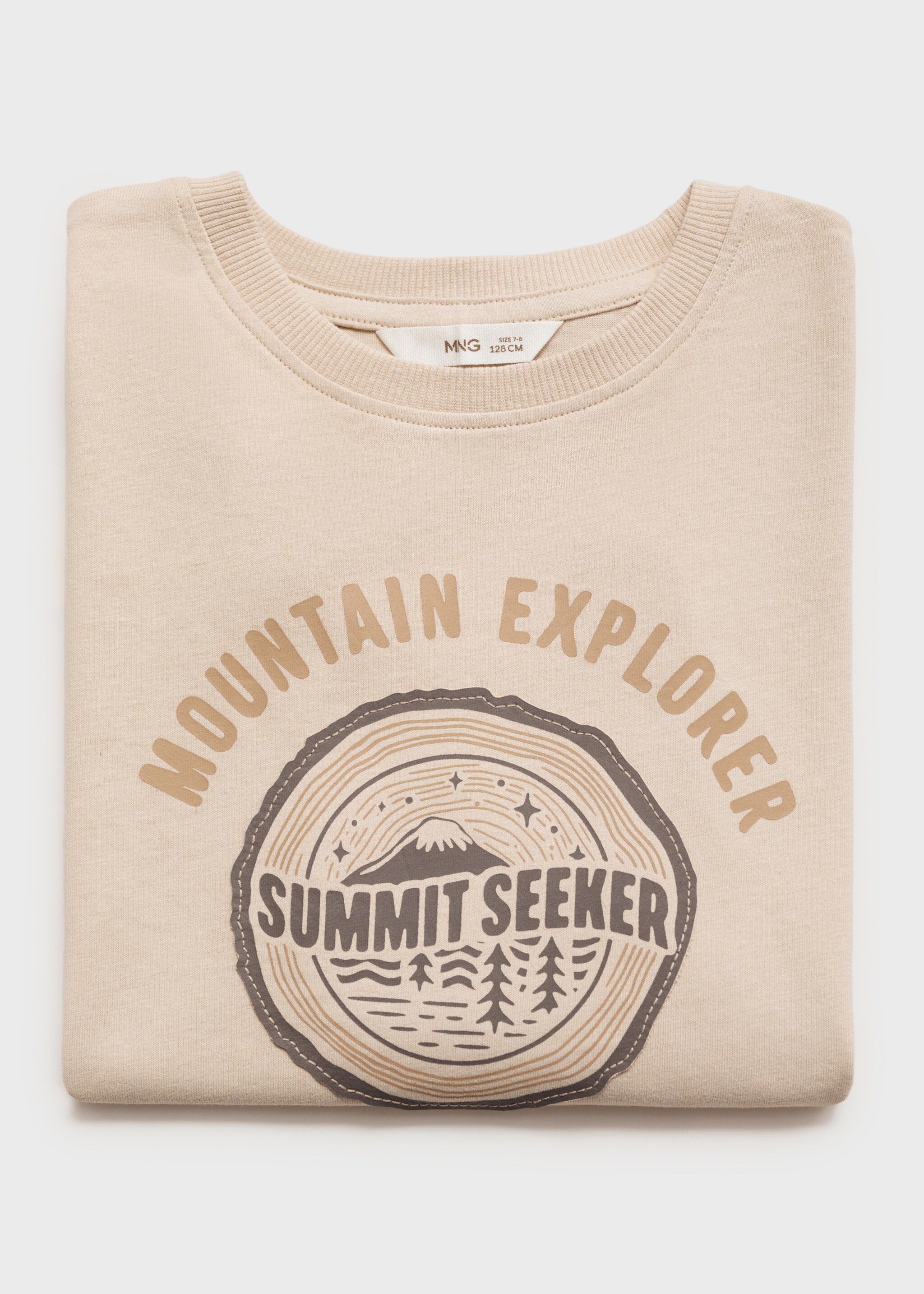 Printed cotton-blend T-shirt - Details of the article 0, Sand. Ref: 77035983-00.