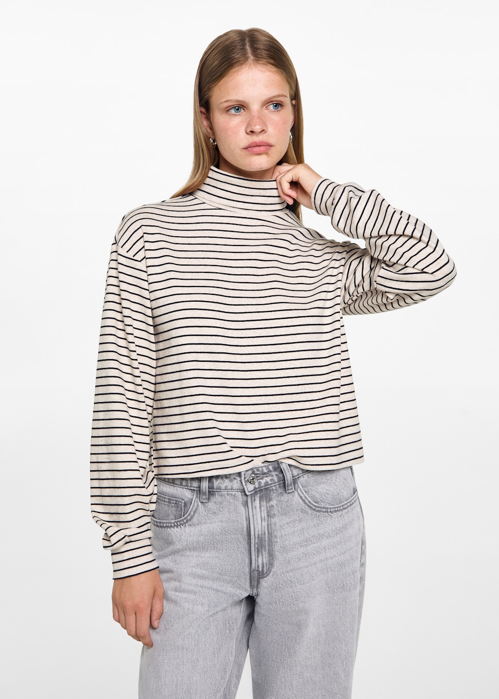 Striped turtleneck T-shirt - Teen Girl | MANGO OUTLET USA