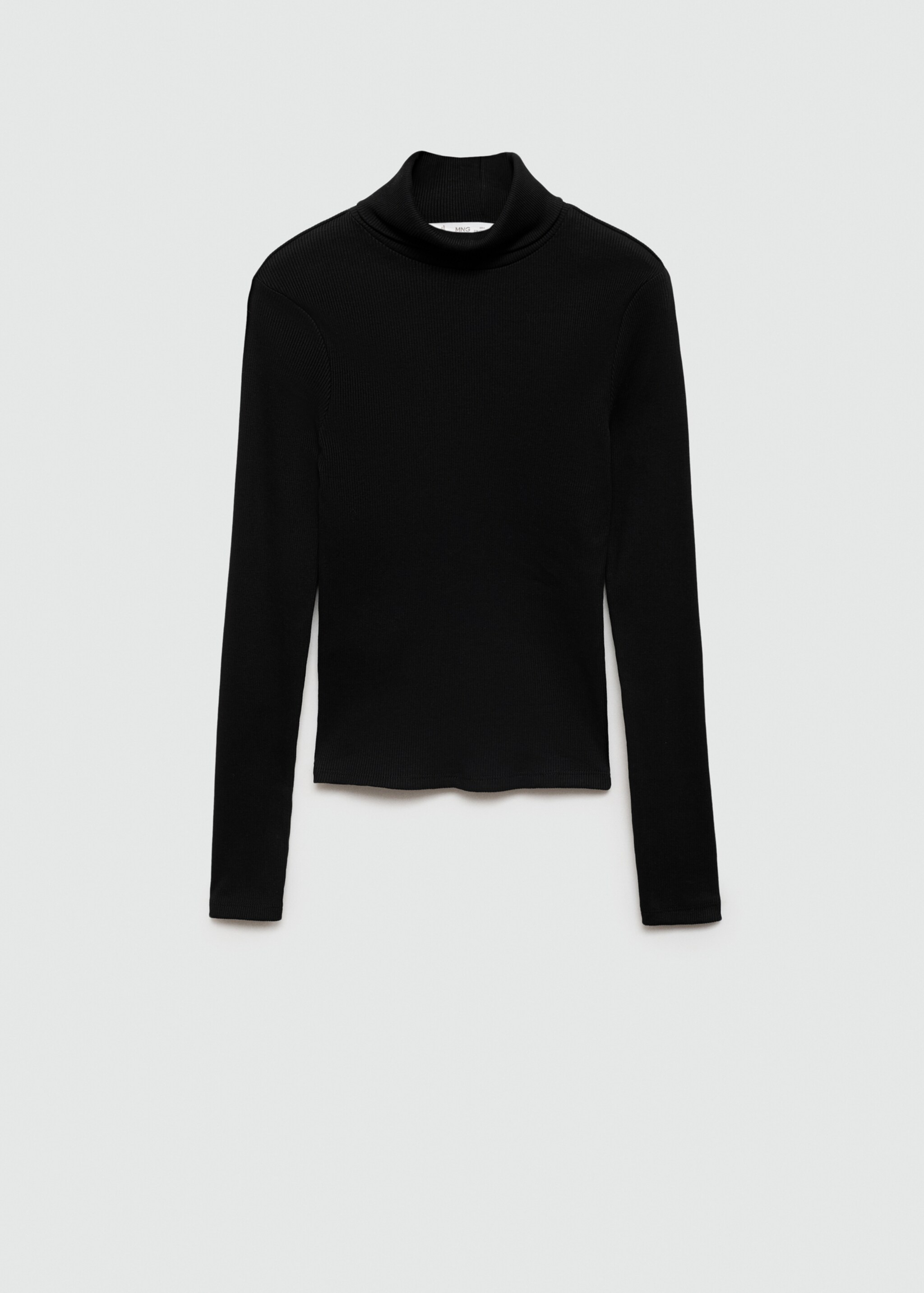 Long sleeve cotton t-shirt - Article without model, Black. Ref: 77035987-00.