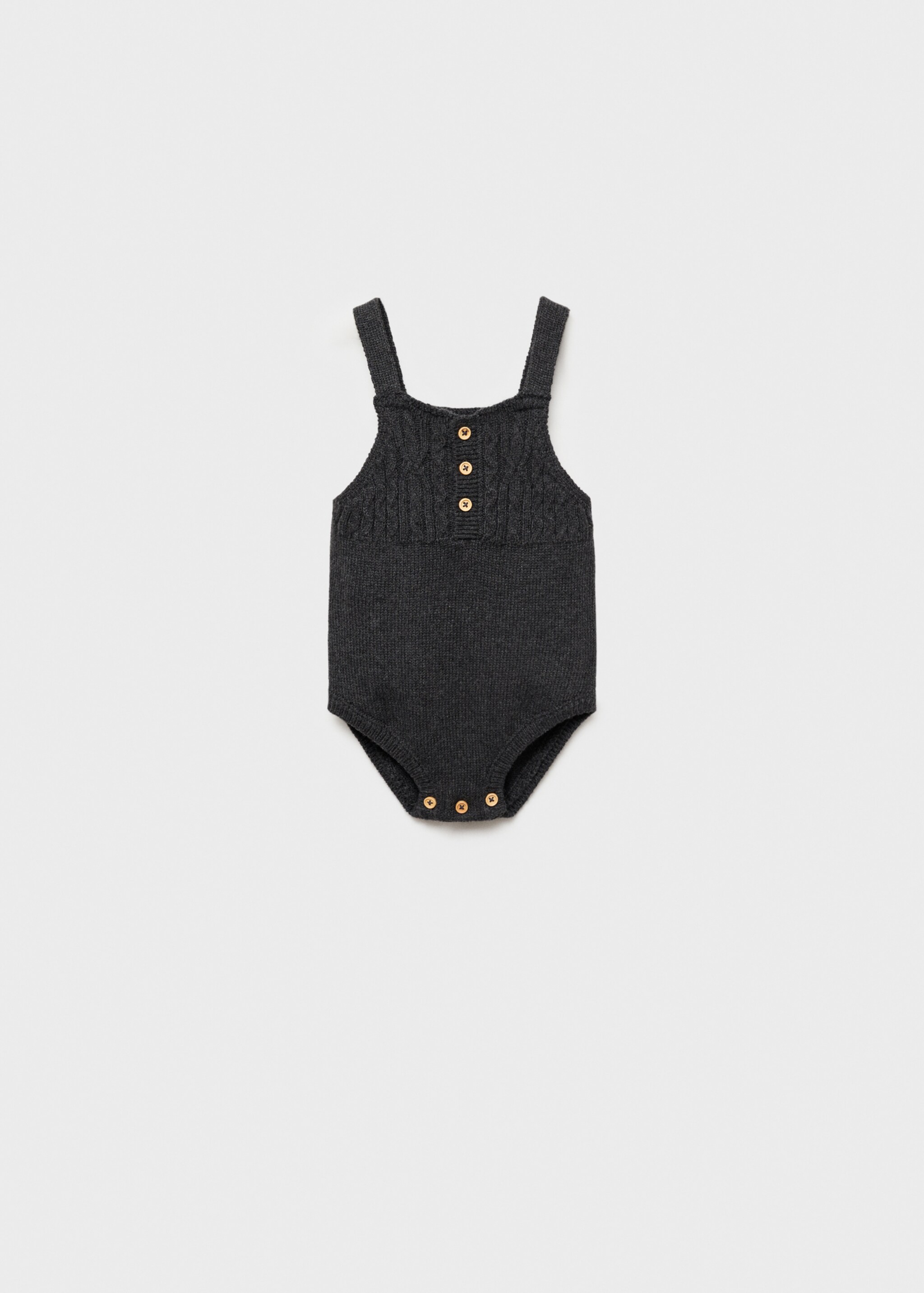 Cotton-knit romper - Article without model, Dark Heather Grey. Ref: 77035997-00.