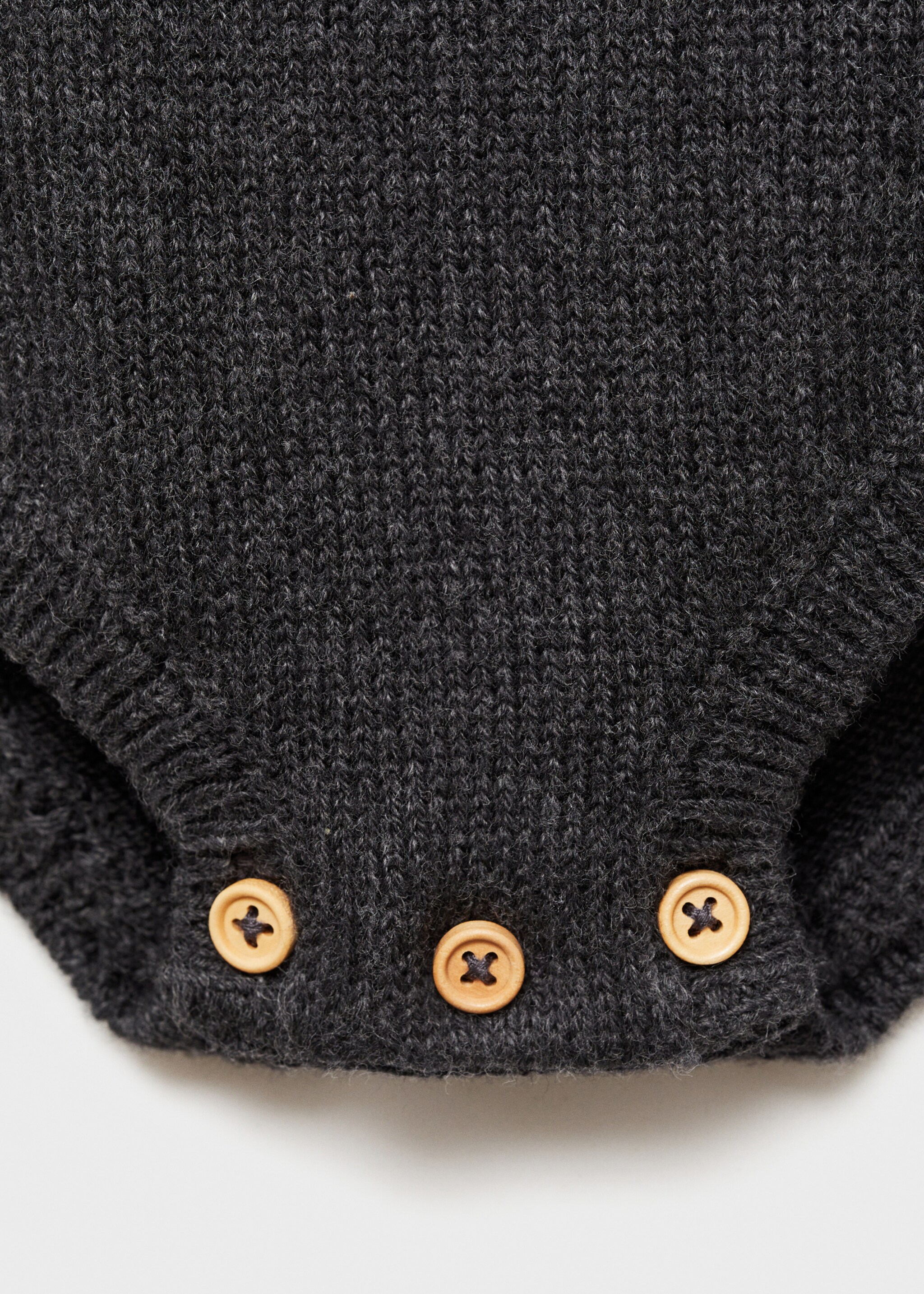 Cotton-knit romper - Details of the article 0, Dark Heather Grey. Ref: 77035997-00.