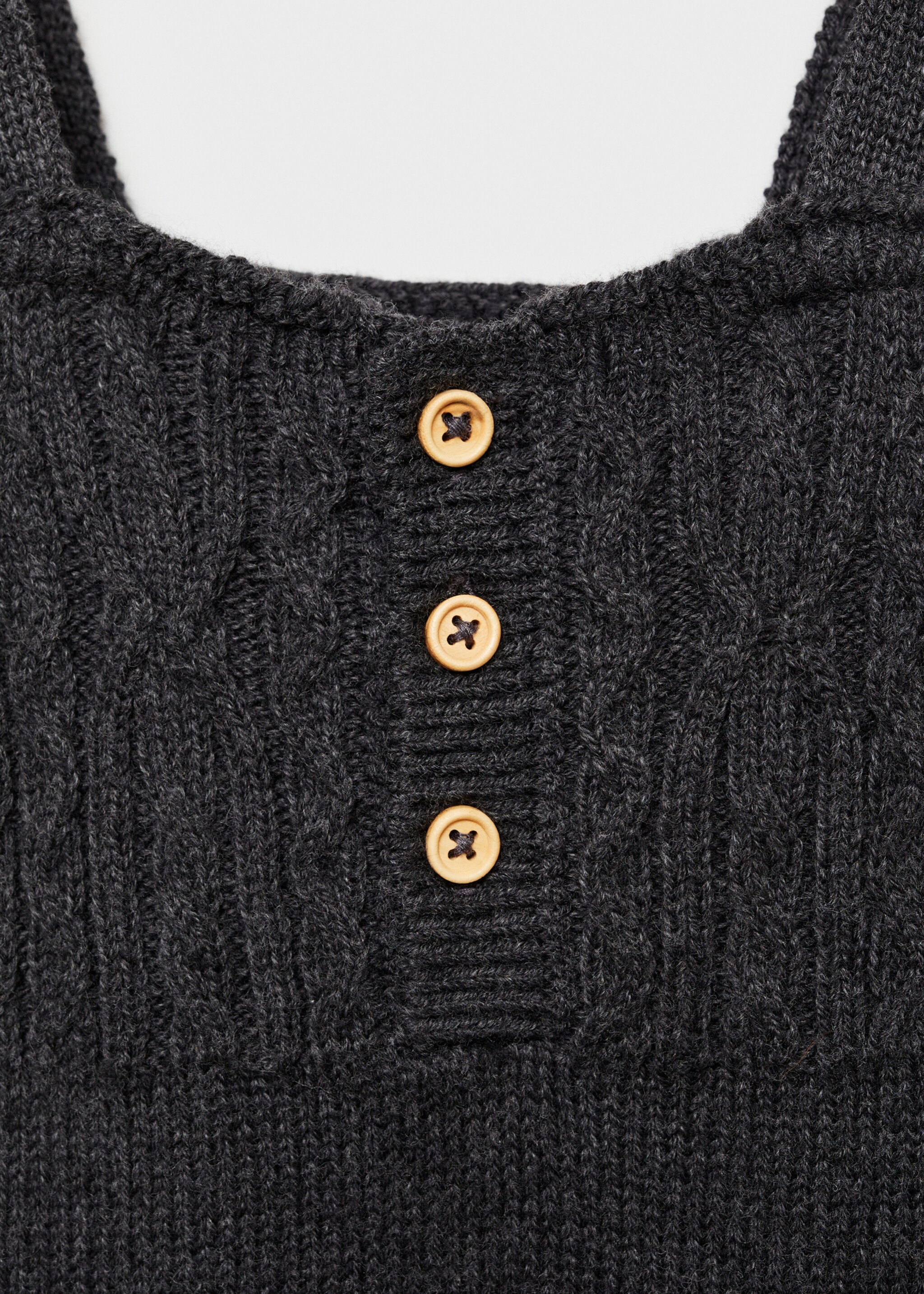 Cotton-knit romper - Details of the article 8, Dark Heather Grey. Ref: 77035997-00.