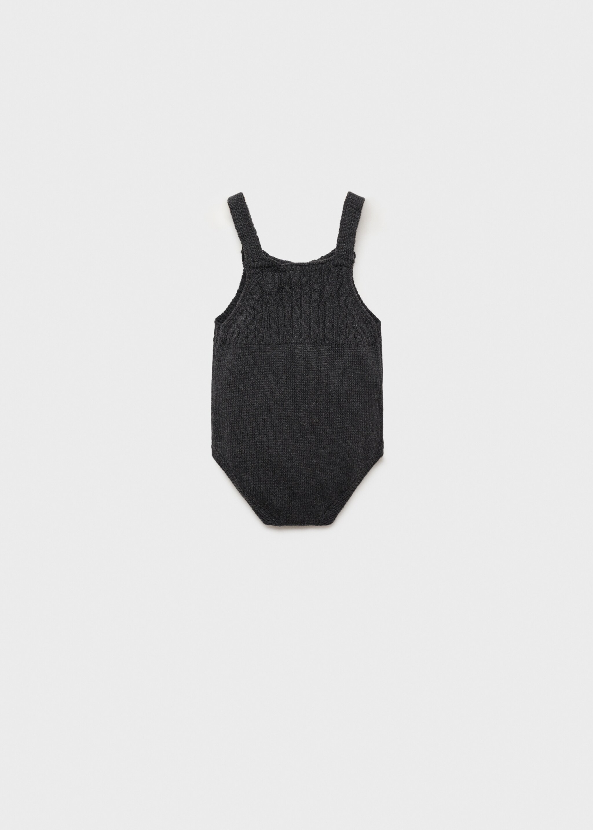 Cotton-knit romper - Reverse of the article, Dark Heather Grey. Ref: 77035997-00.