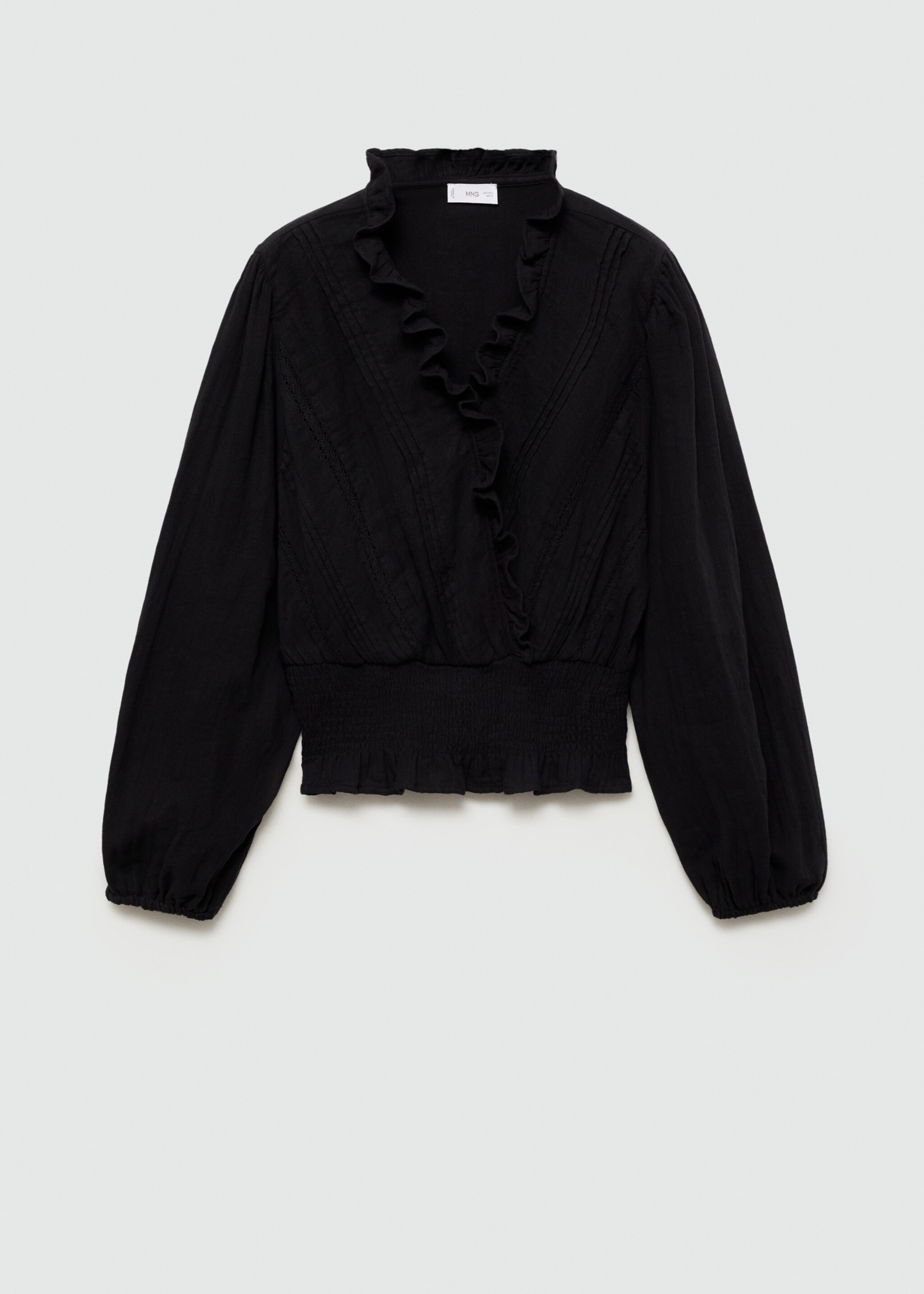 Wrap V-neckline blouse - Article without model, Black. Ref: 77036001-00.