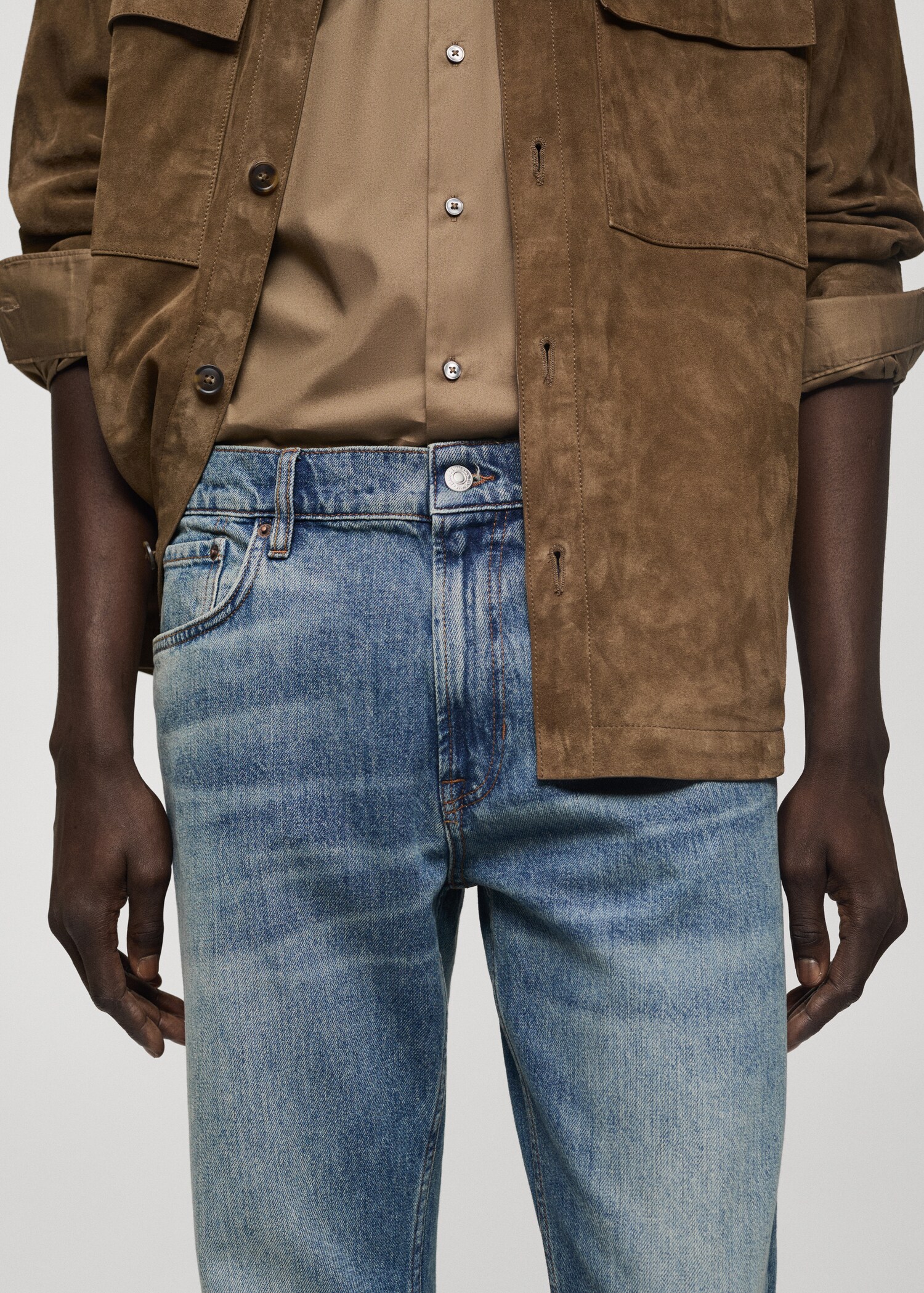 Jeans straight fit efecto desgastado - Detalle del artículo 1