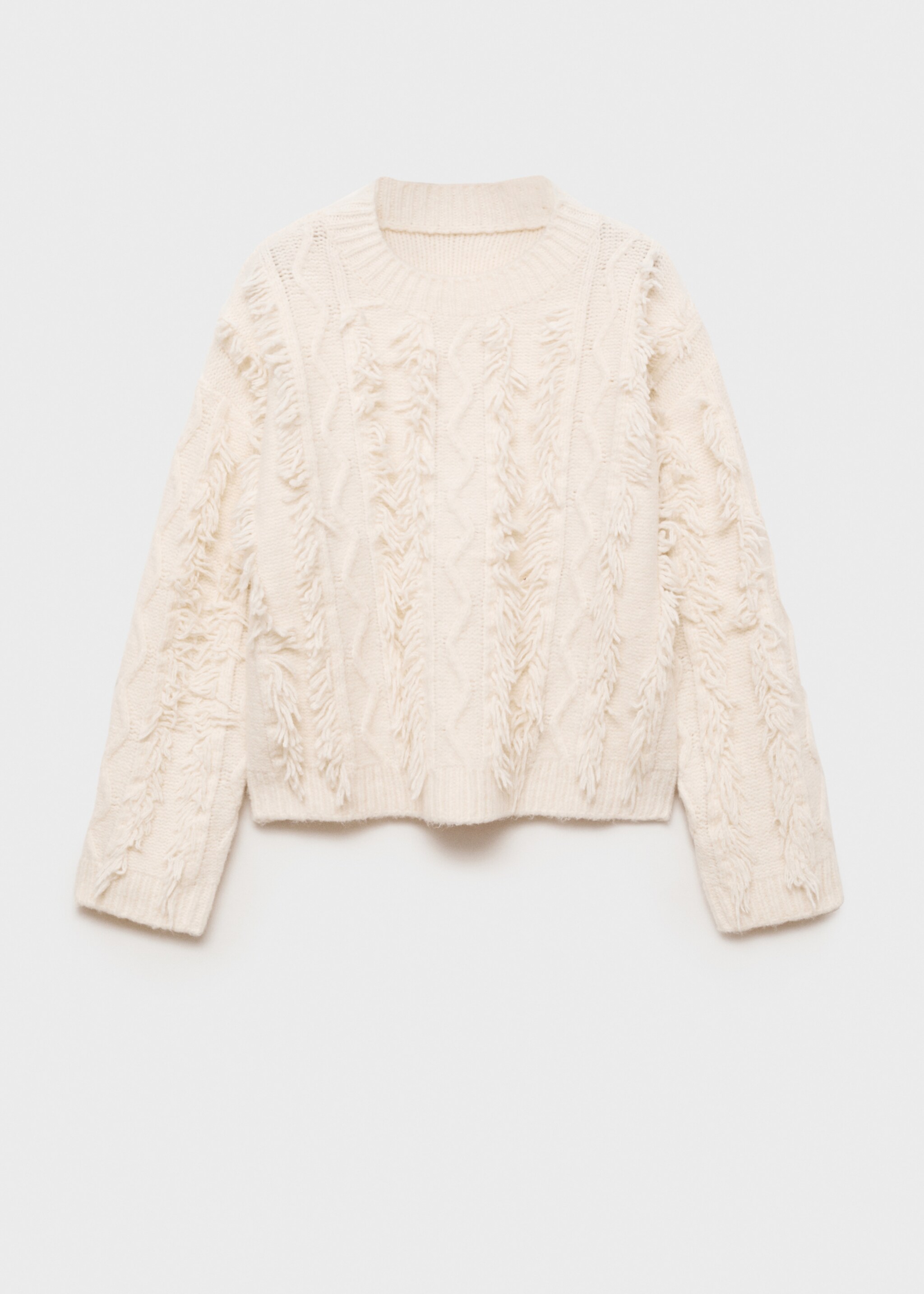 Fringes knit sweater - Article without model, Ecru. Ref: 77036338-00.
