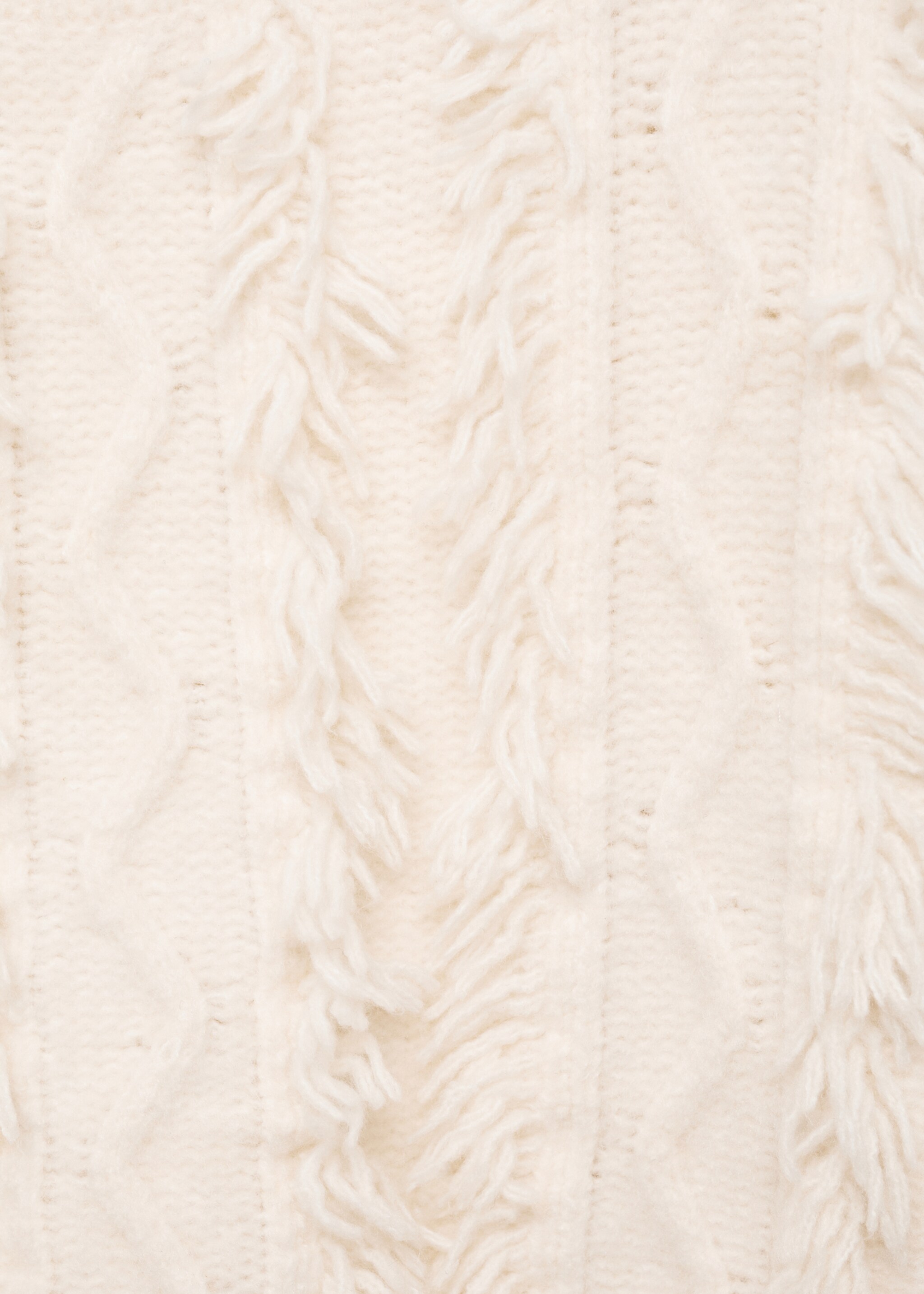 Fringes knit sweater - Details of the article 8, Ecru. Ref: 77036338-00.