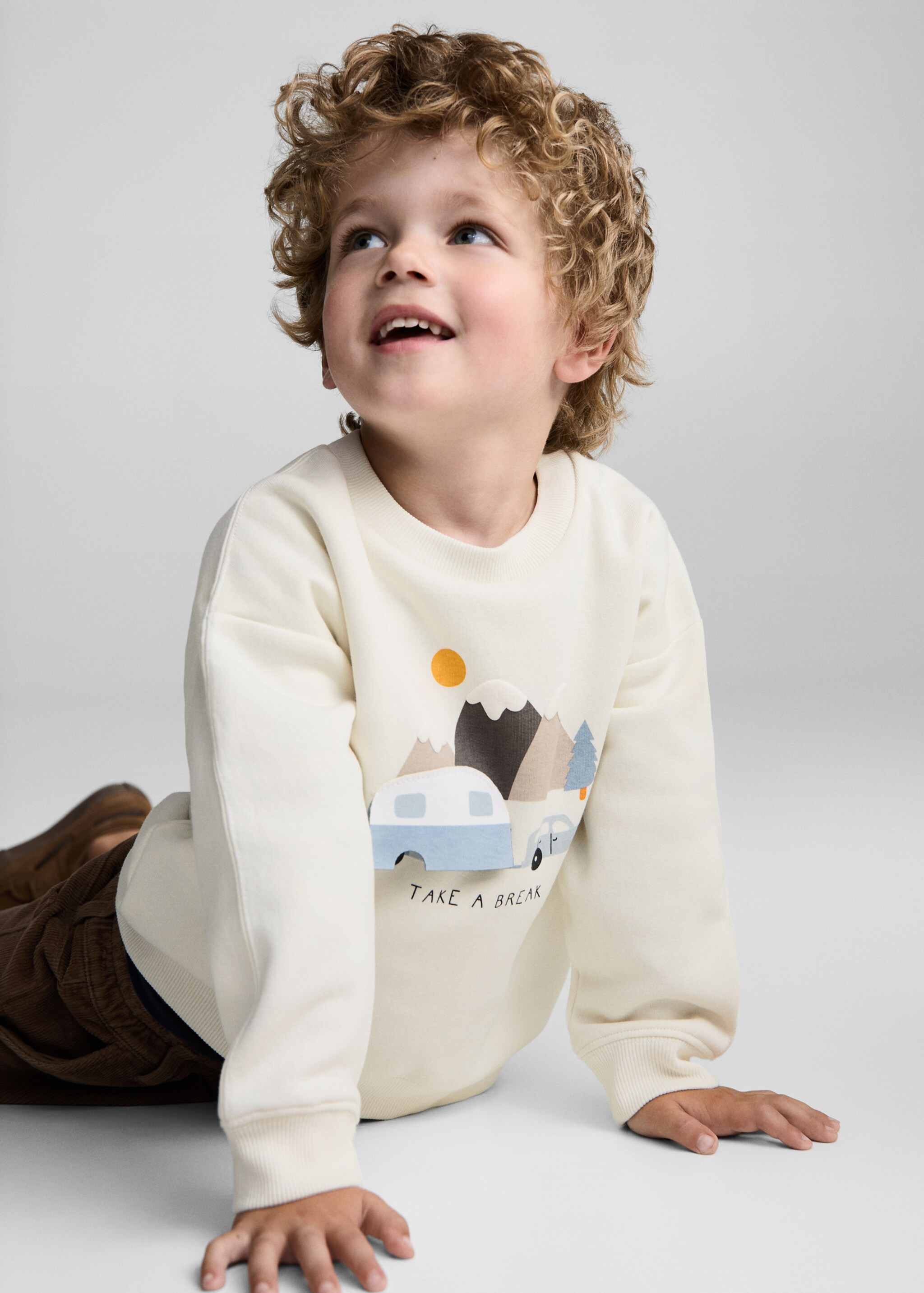 Sweatshirt mit Tiermotiv - Mittlere Ansicht, Cremeweiß. Ref: 77036342-00.
