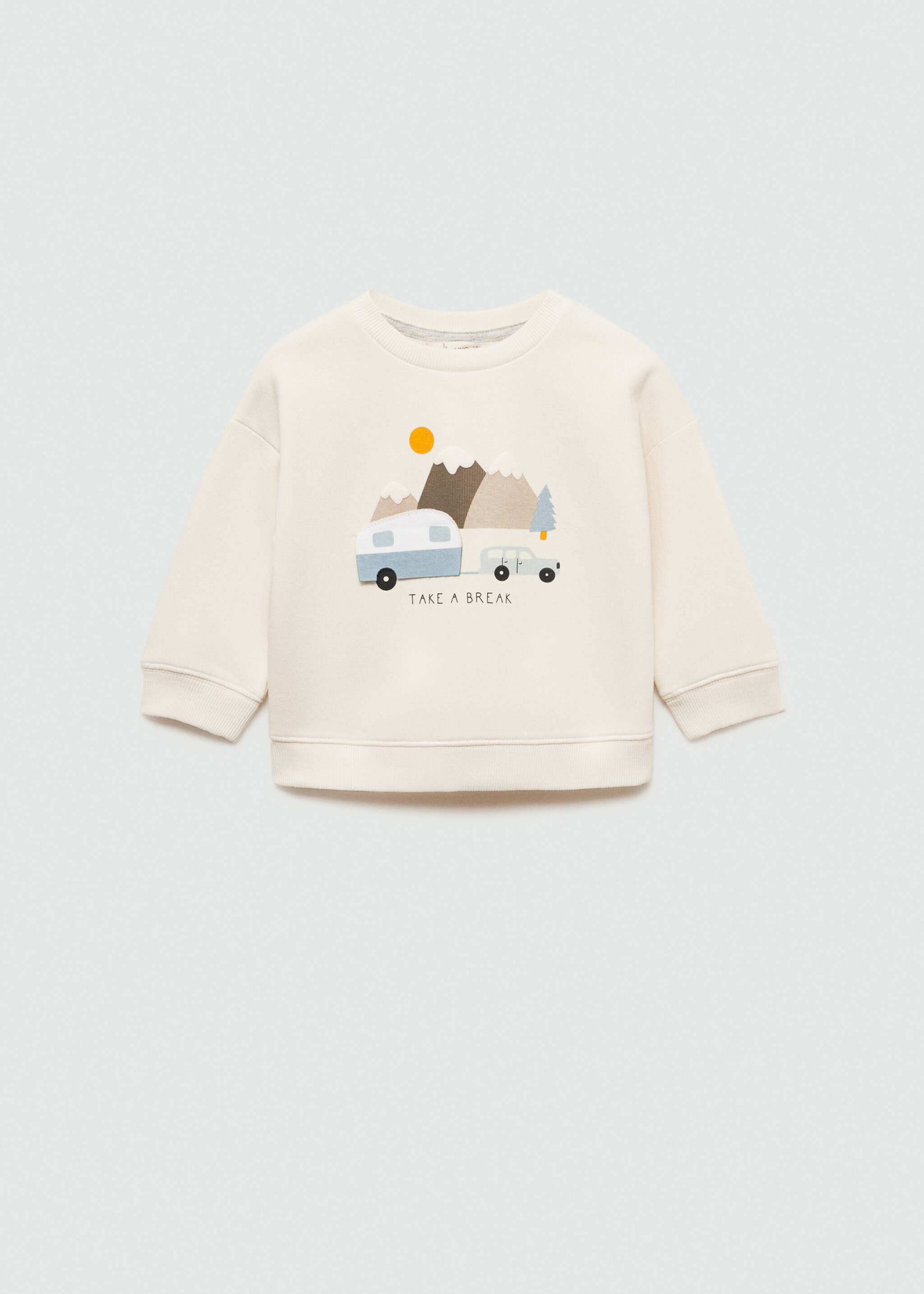 Sweatshirt mit Tiermotiv - Artikel ohne Model, Cremeweiß. Ref: 77036342-00.