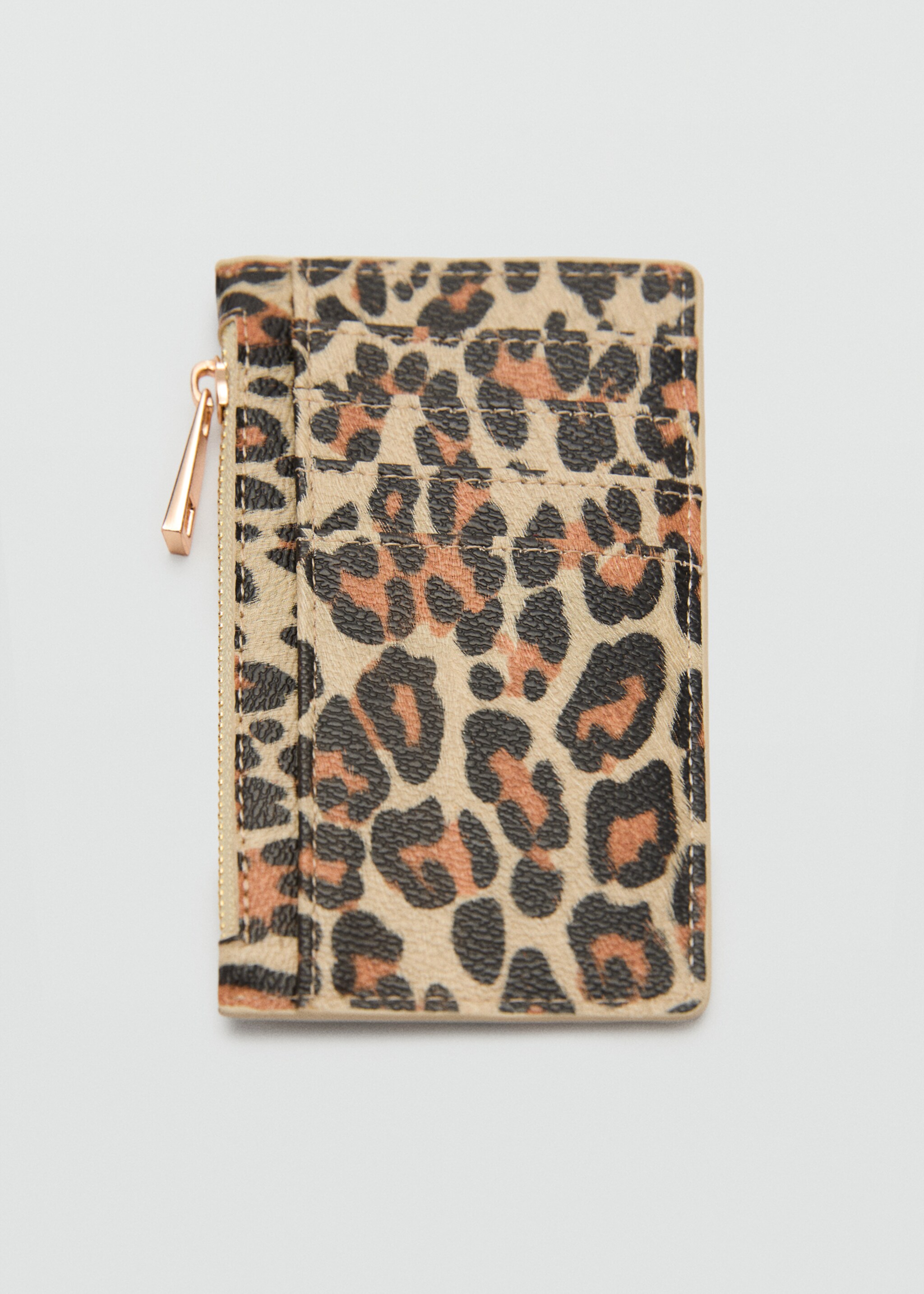 Leopard print leather wallet - Details of the article 1, Medium Brown. Ref: 77036355-00.
