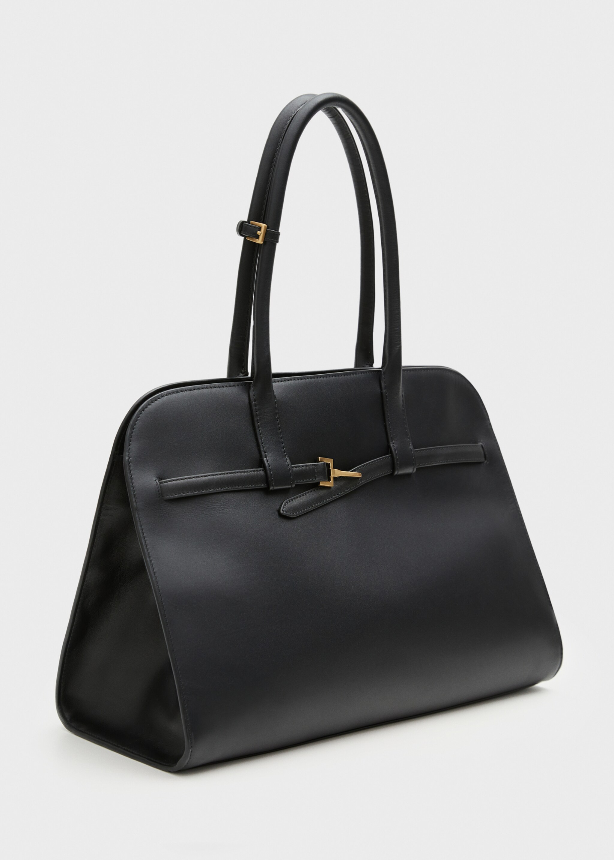Bossa shopper pell sivella - Pla mig, Negre. Ref: 77036359-00.