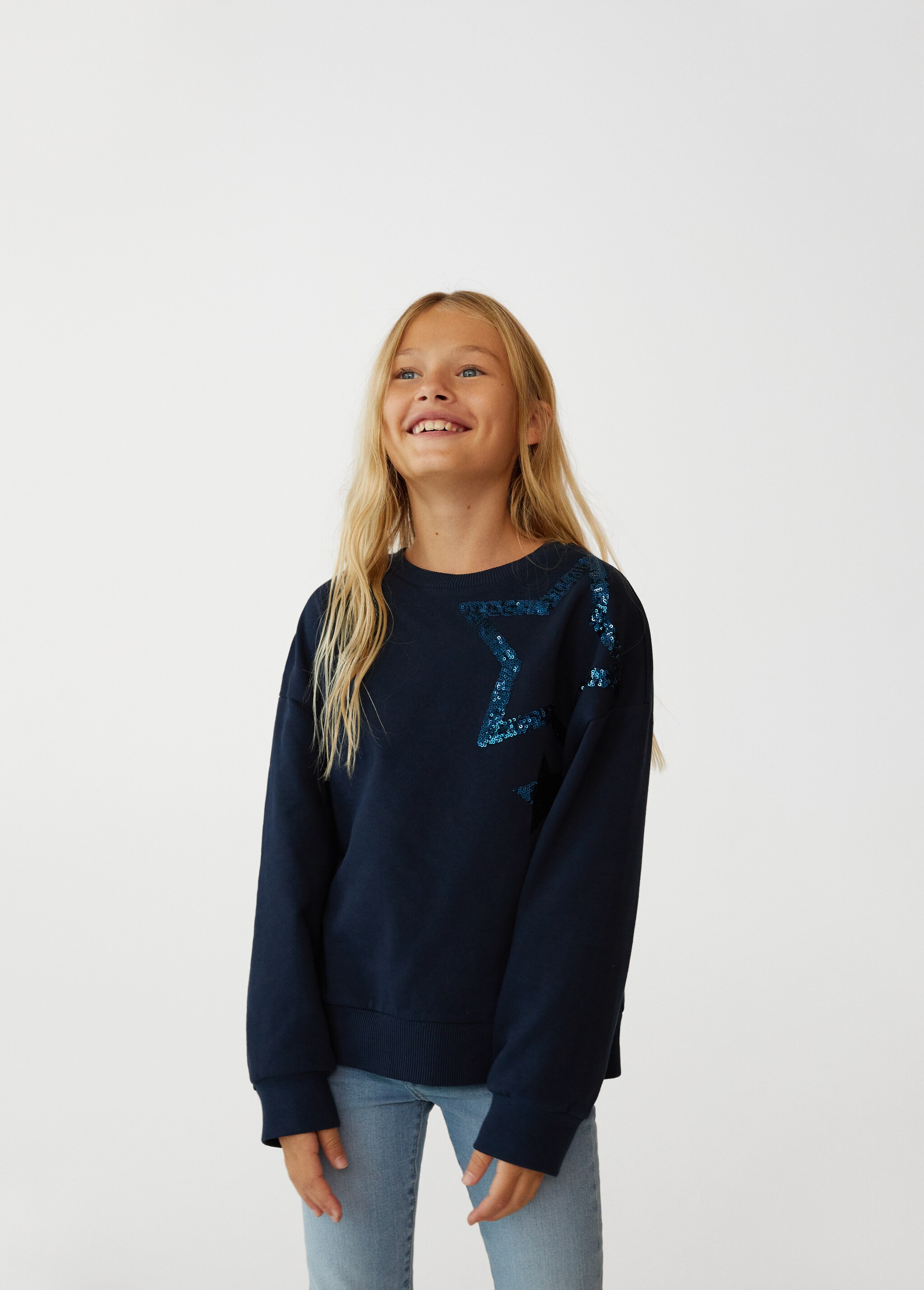 Sudadera algodón orgánico lentejuelas - Plano medio