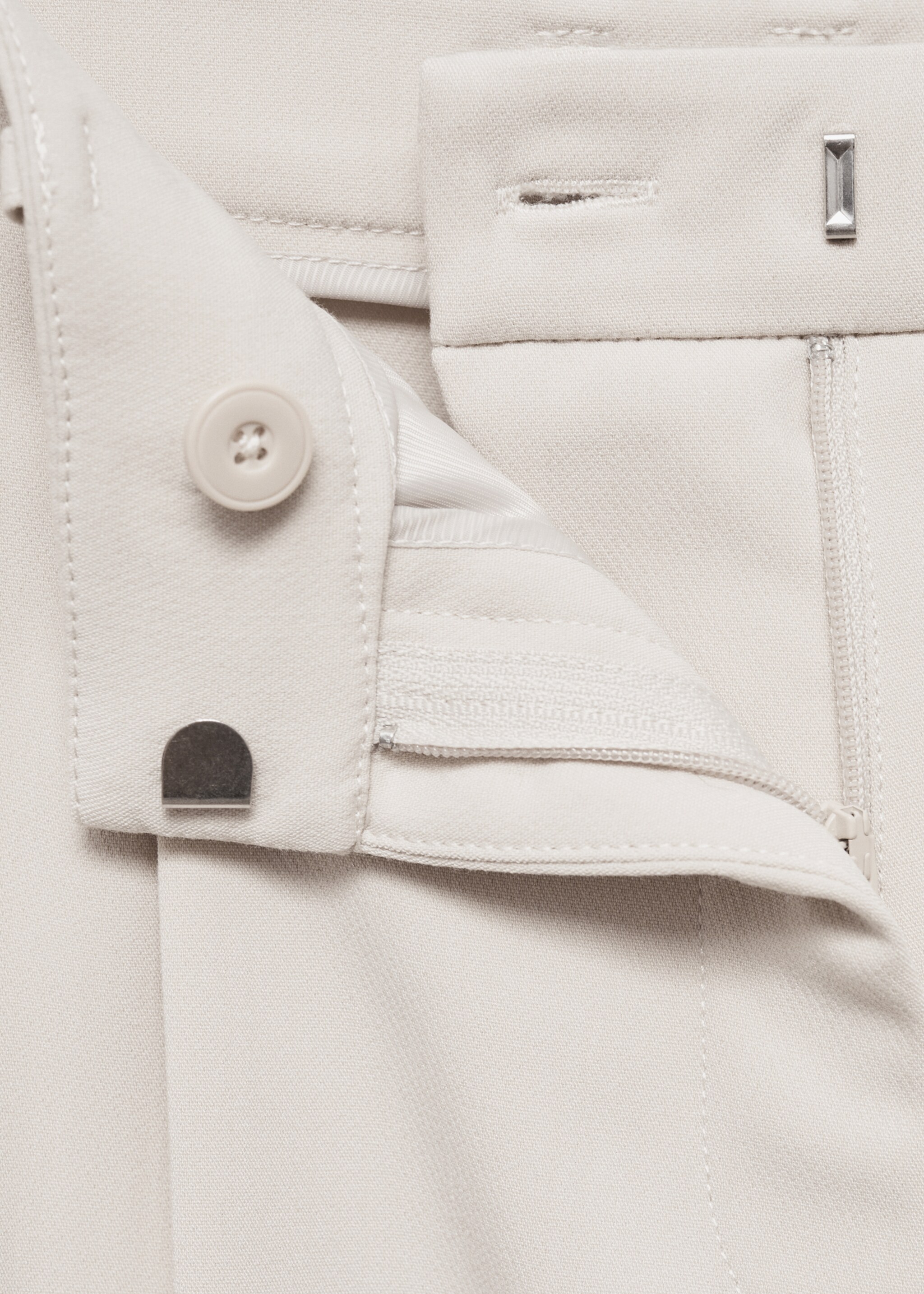 Straight-fit pleated trousers - Details of the article 8, Beige. Ref: 77036724-00.