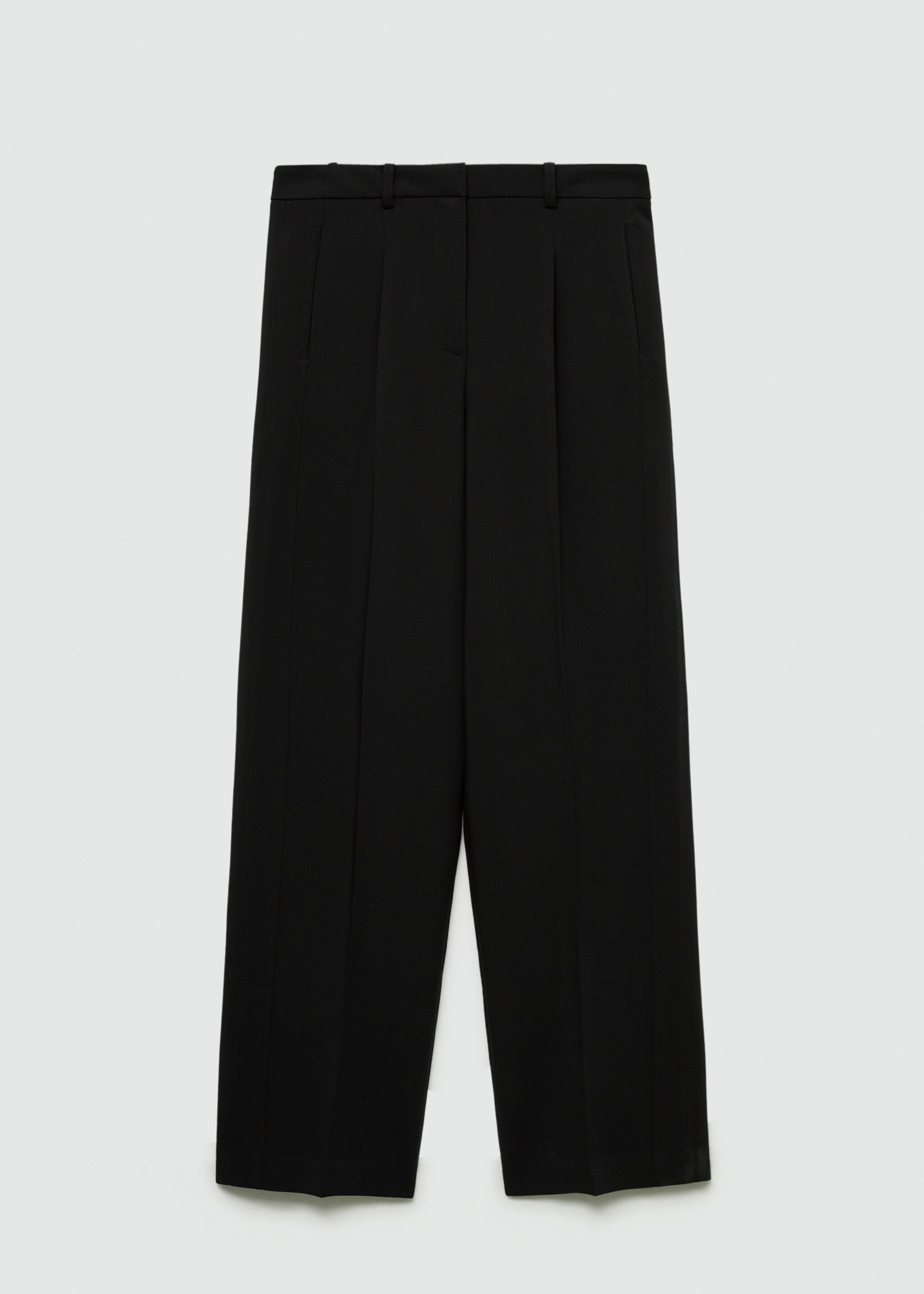 Straight-fit pleated trousers - Article without model, Black. Ref: 77036724-00.