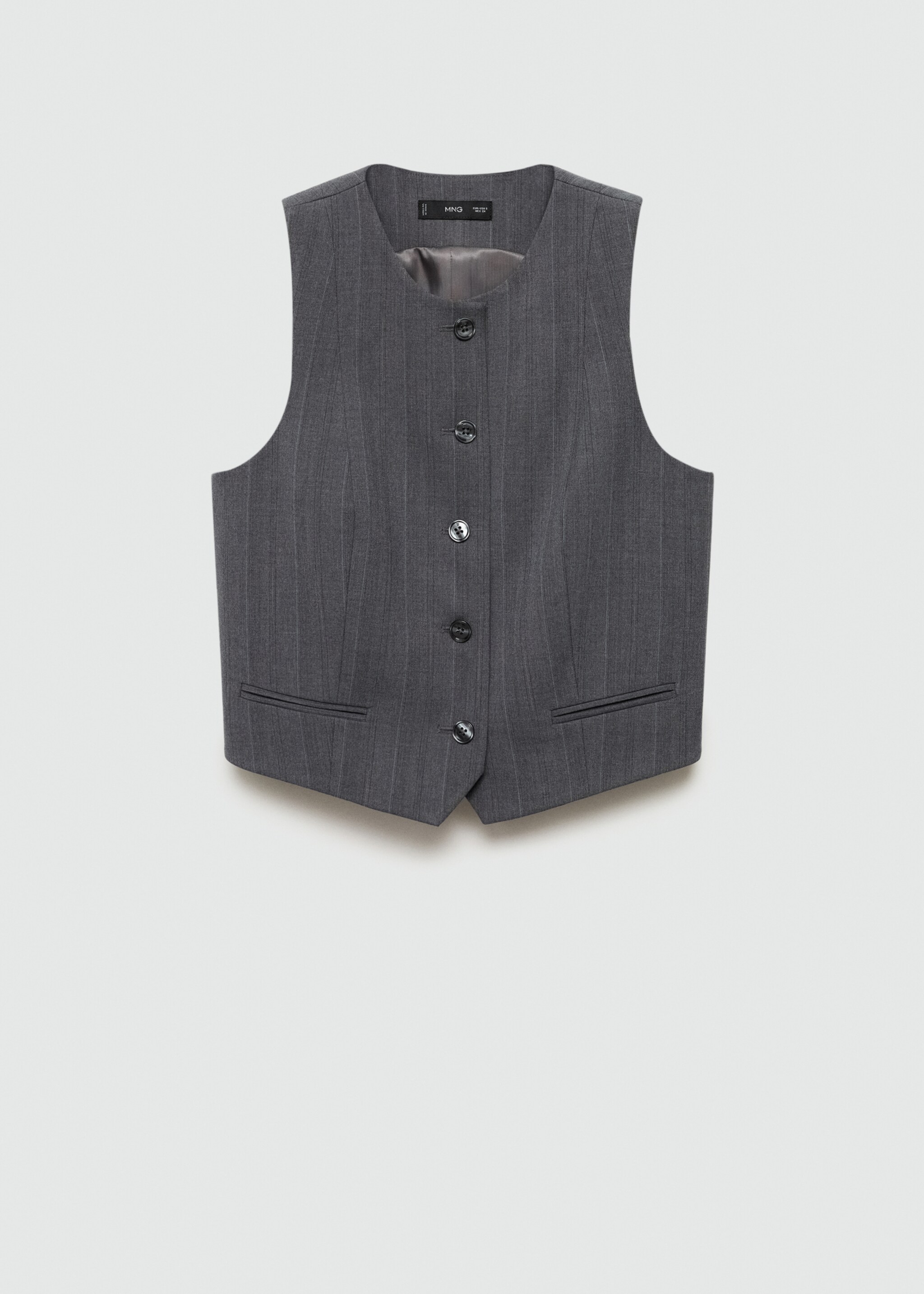 Pinstriped suit waistcoat - Article without model, Grey. Ref: 77036725-00.