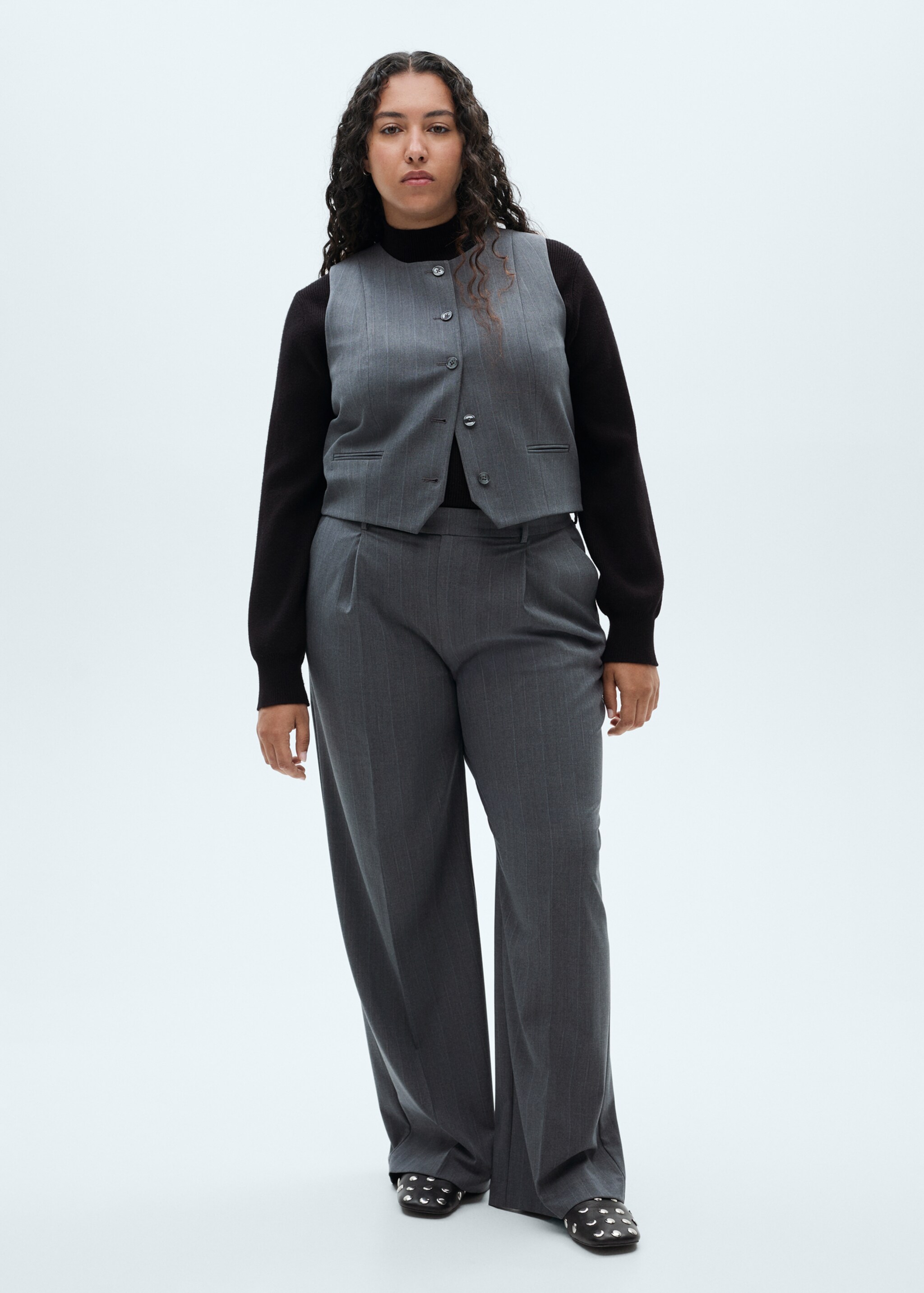 Pinstriped suit waistcoat - Details of the article 3, Grey. Ref: 77036725-00.