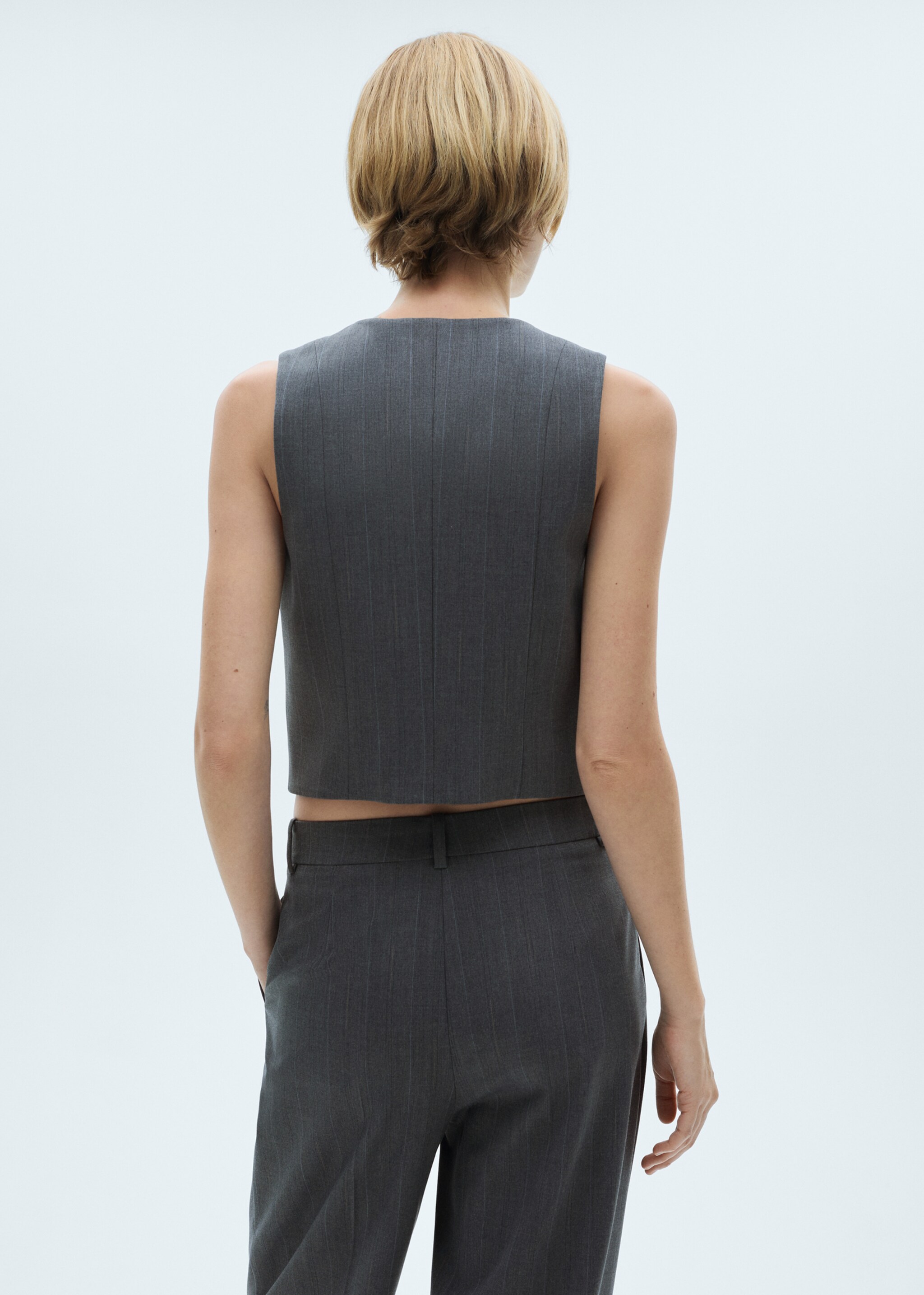 Pinstriped suit waistcoat - Reverse of the article, Grey. Ref: 77036725-00.