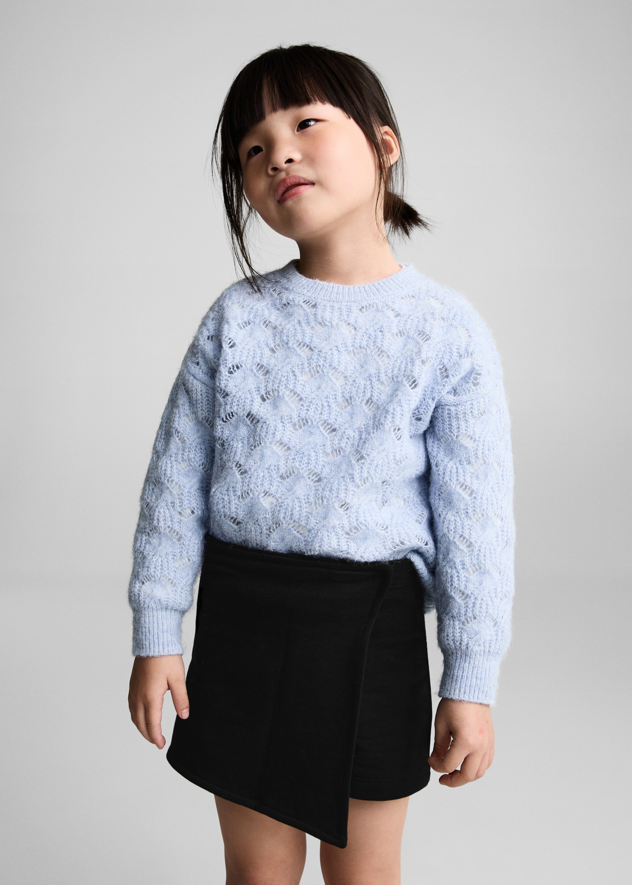 Cotton skort - Medium plane, Black. Ref: 77036740-00.