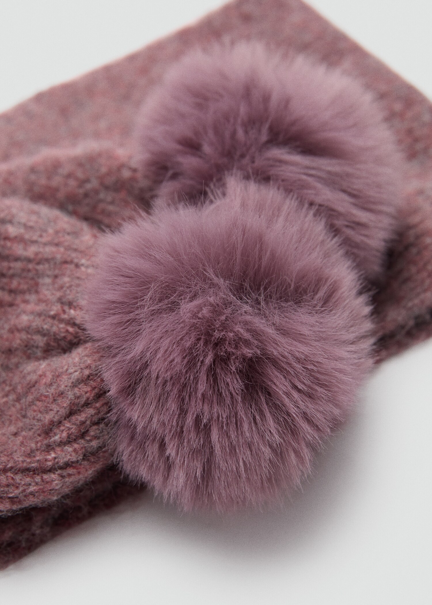Pompom bicolour knit scarf - Medium plane