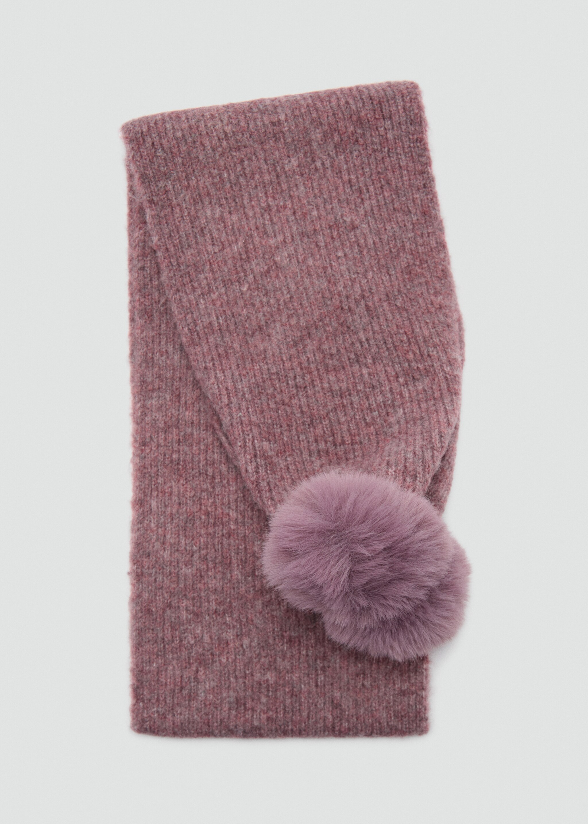 Pompom bicolour knit scarf - Article without model