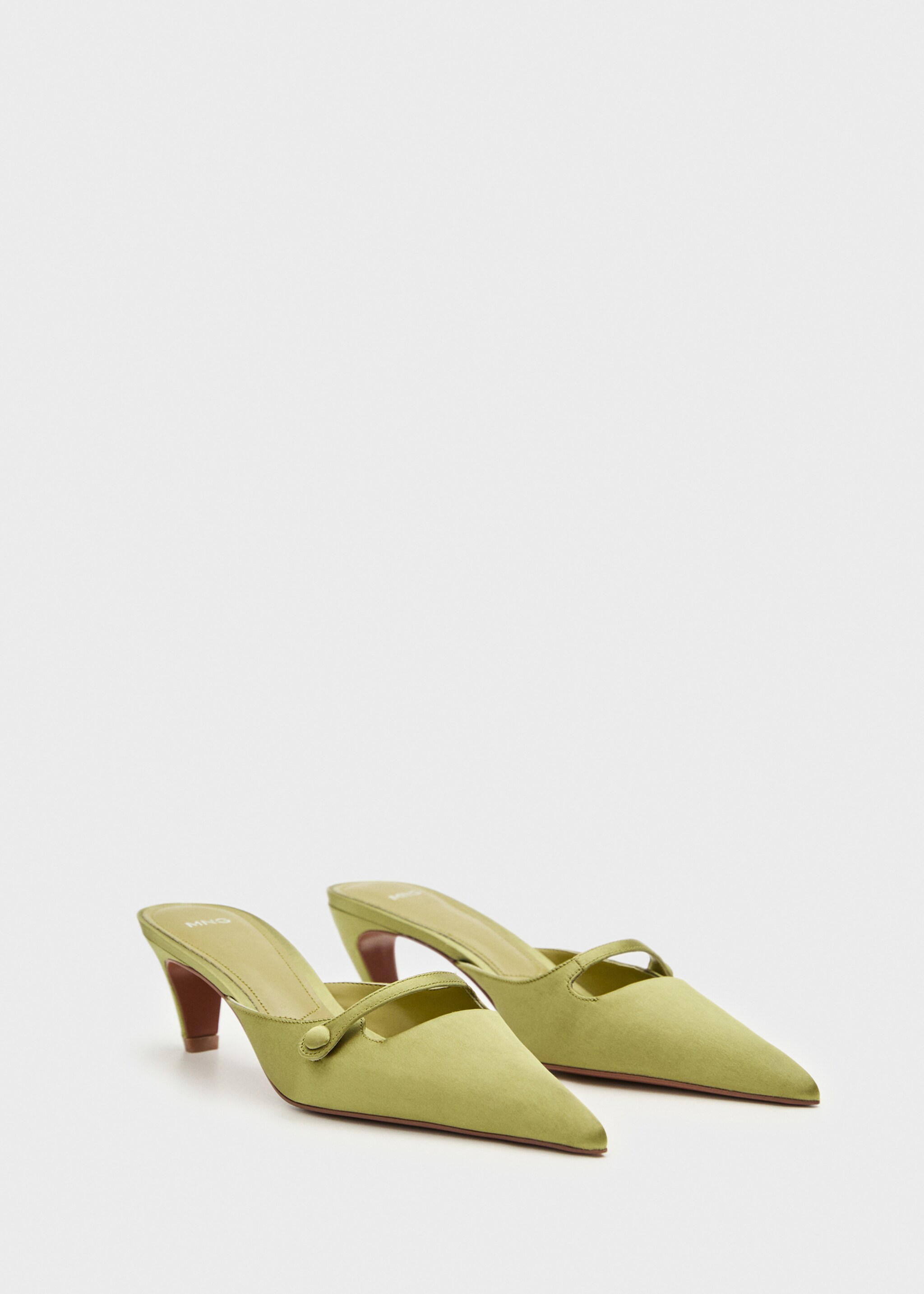 Satin kitten-heel shoes - Medium plane, Green. Ref: 77036747-00.
