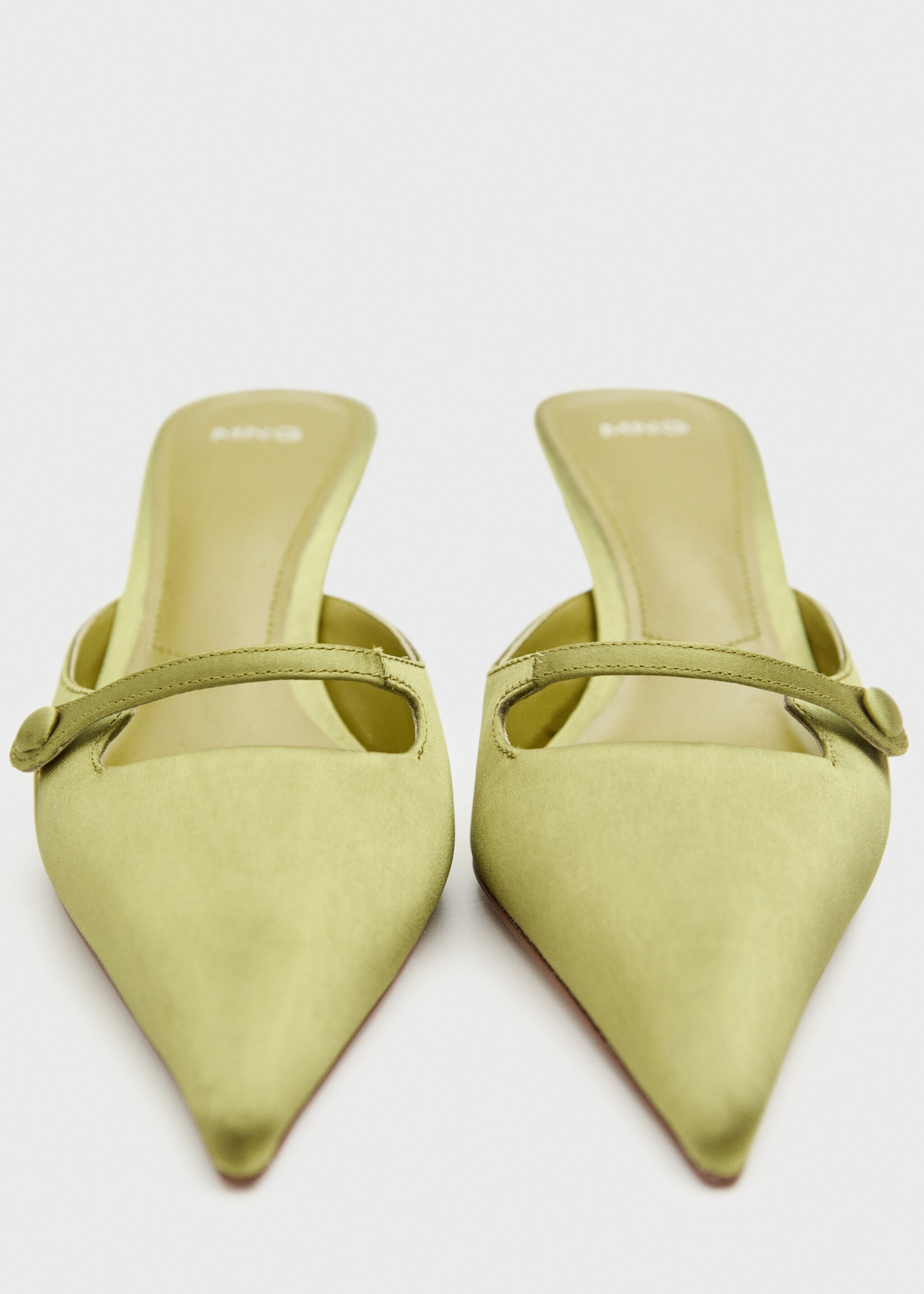 Satin kitten-heel shoes - Details of the article 2, Green. Ref: 77036747-00.
