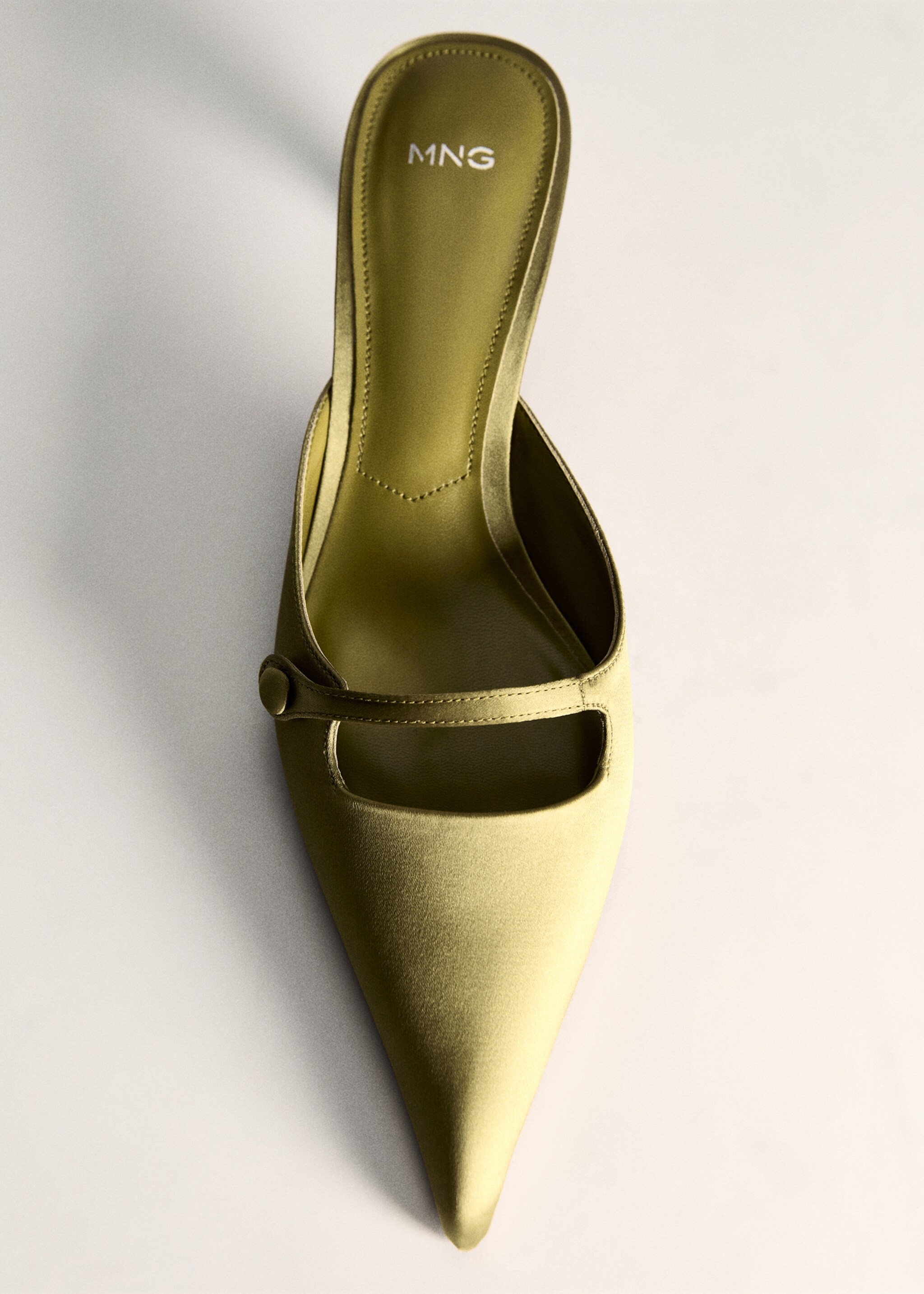 Satin kitten-heel shoes - Details of the article 5, Green. Ref: 77036747-00.