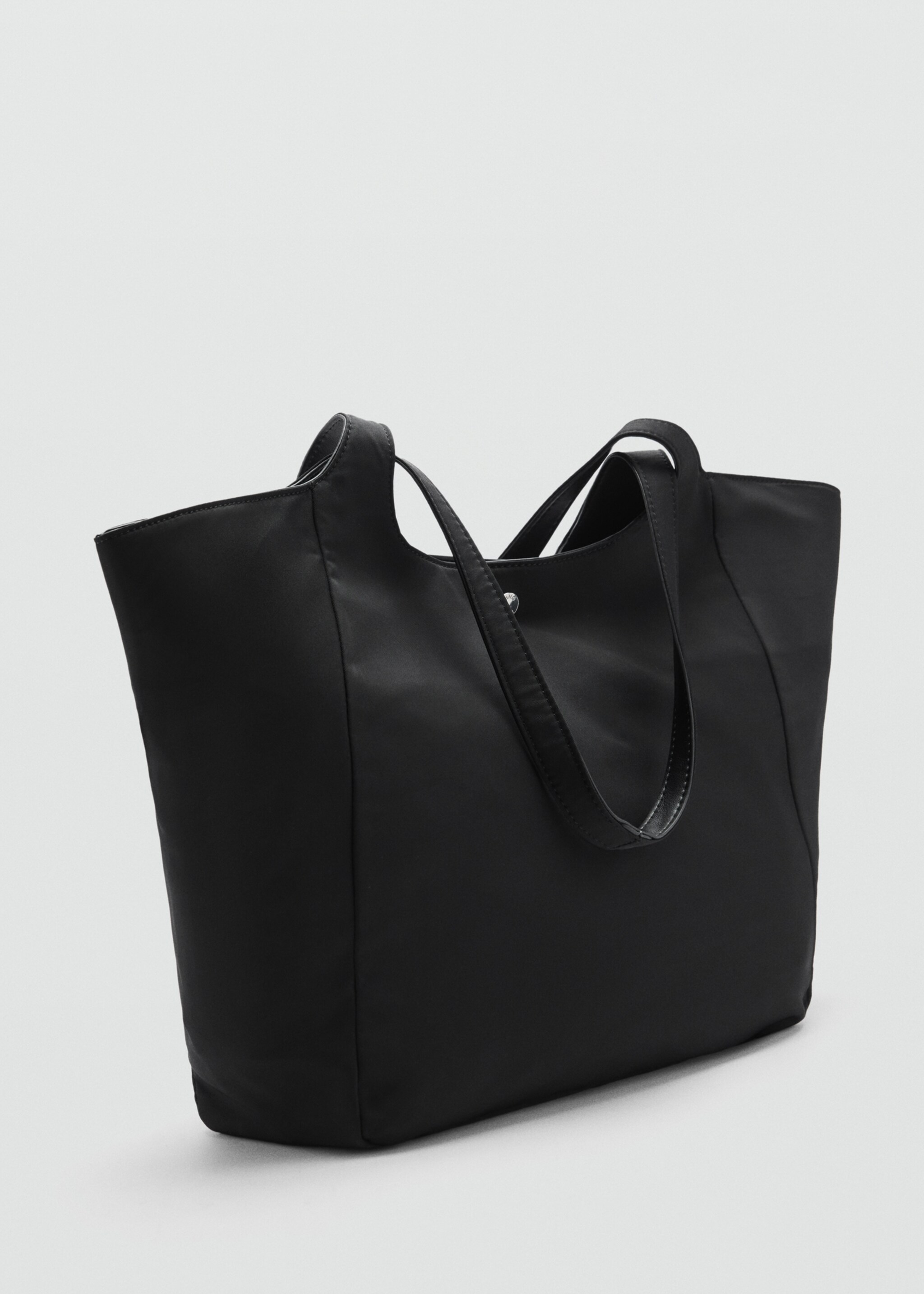 Nylon bag with double handles - Medium plane, Black. Ref: 77036750-00.