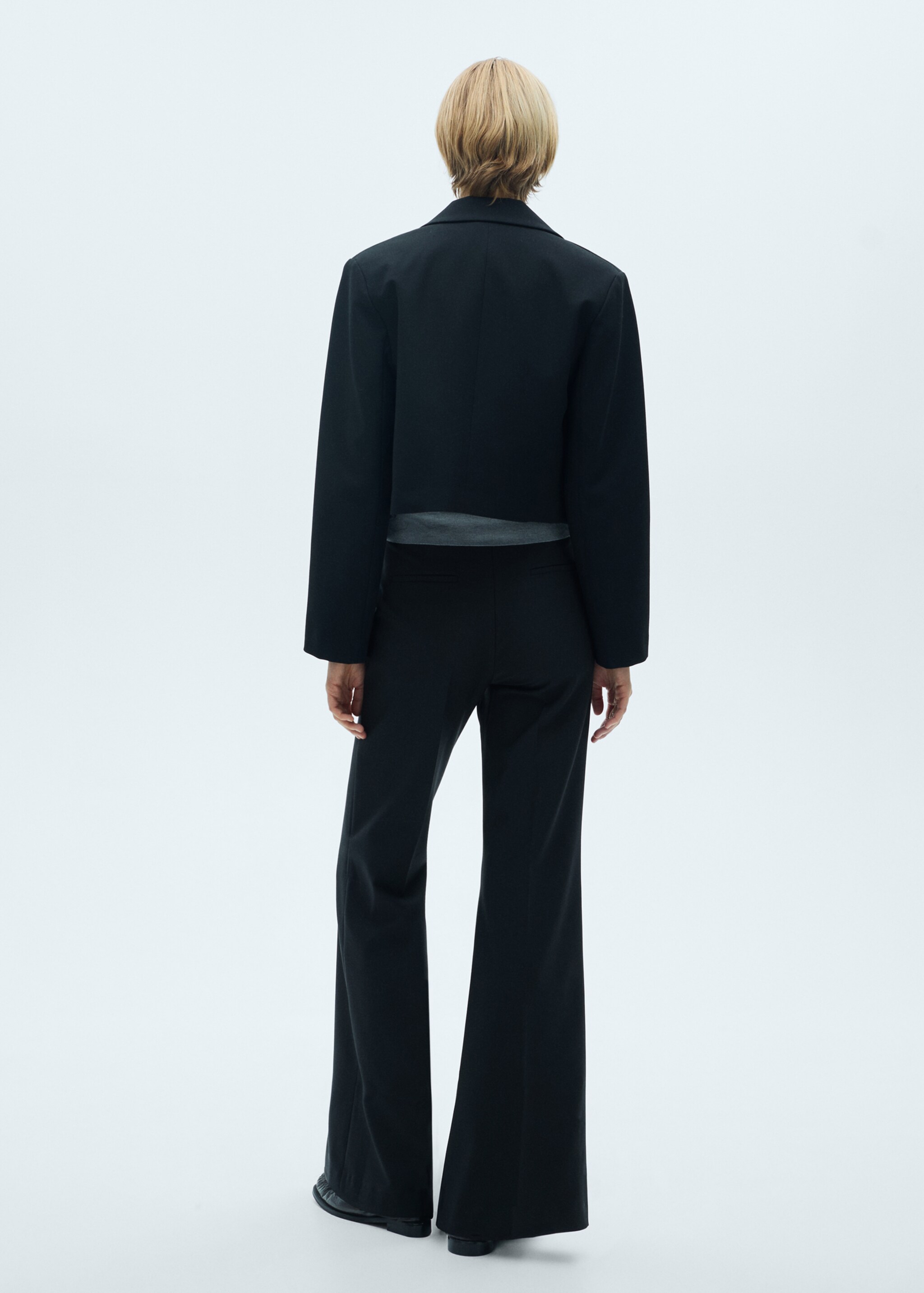 Mid-rise flared trousers - Reverse of the article, Black. Ref: 77036756-00.