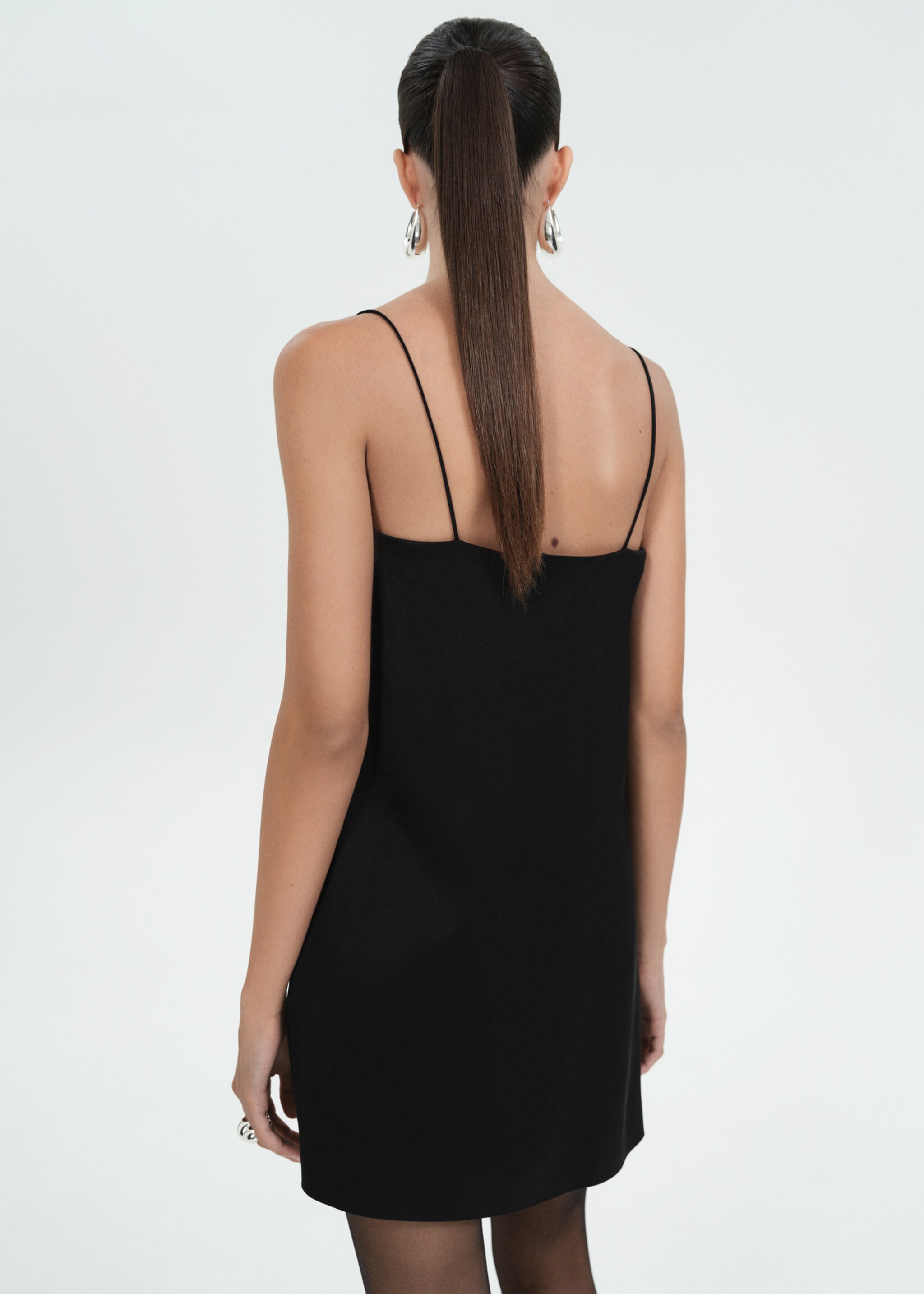 Short dress with corset neckline - Reverse of the article, Black. Ref: 77036758-00.