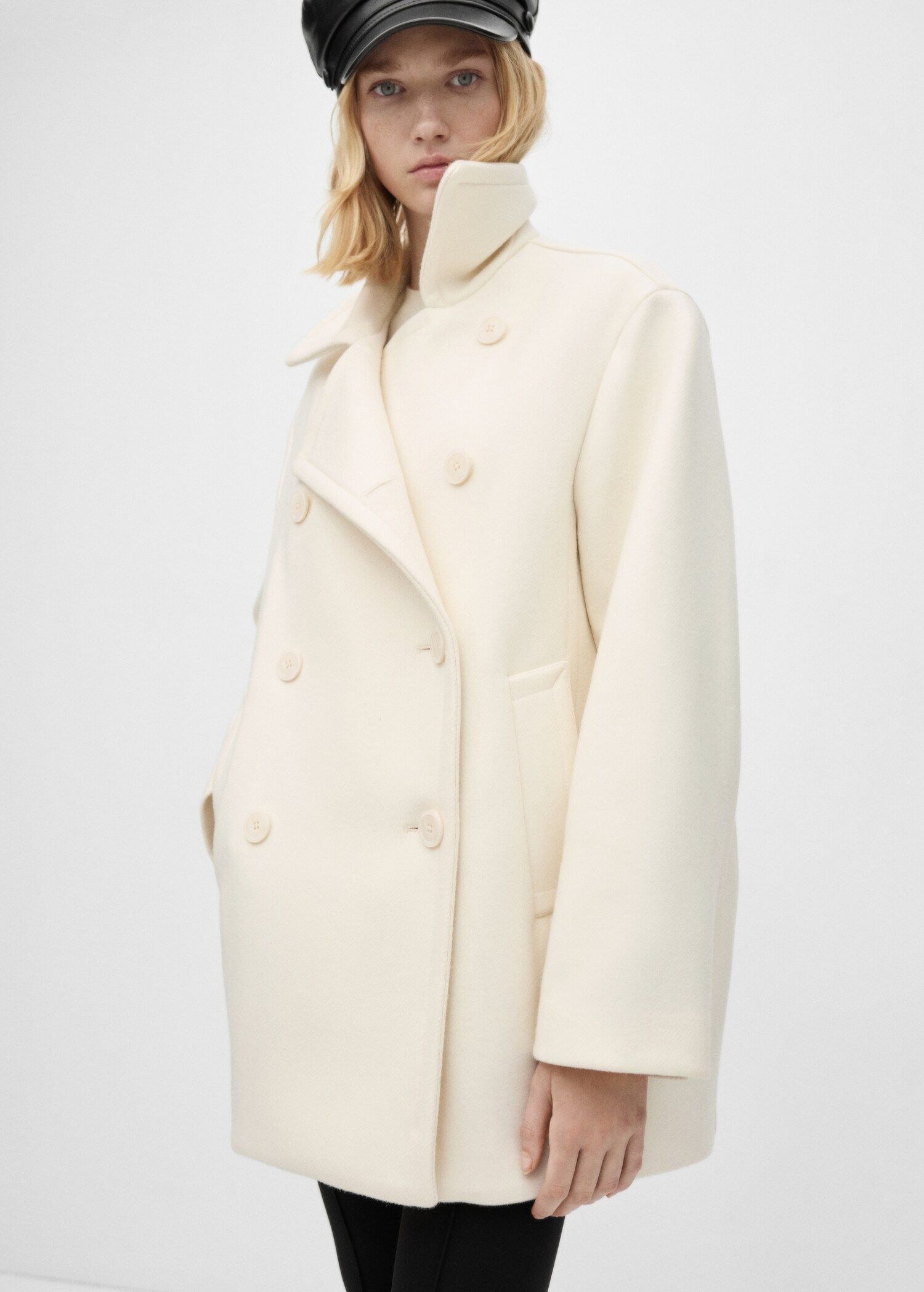 Double-breasted virgin wool coat - Medium plane