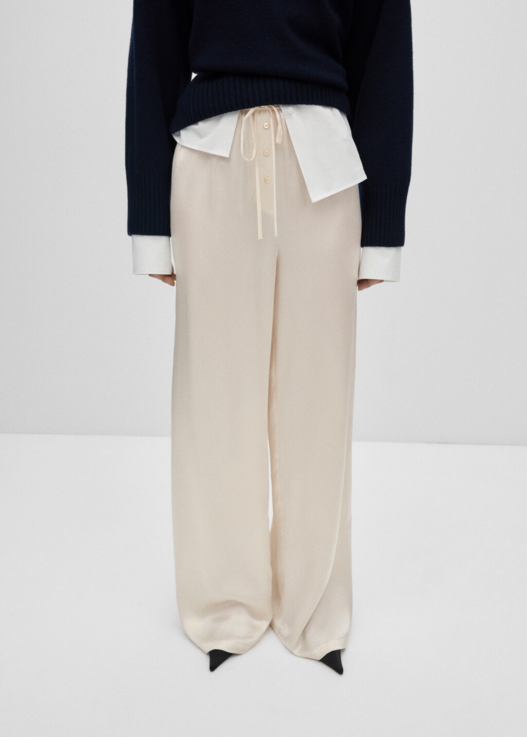 100% silk wideleg trousers - Donna | MANGO OUTLET Italia