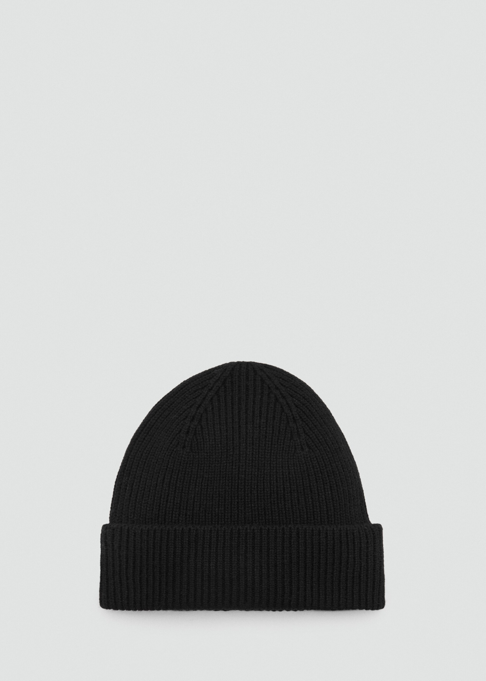 Wool and cashmere-blend ribbed hat - Article without model, Black. Ref: 77037113-00.