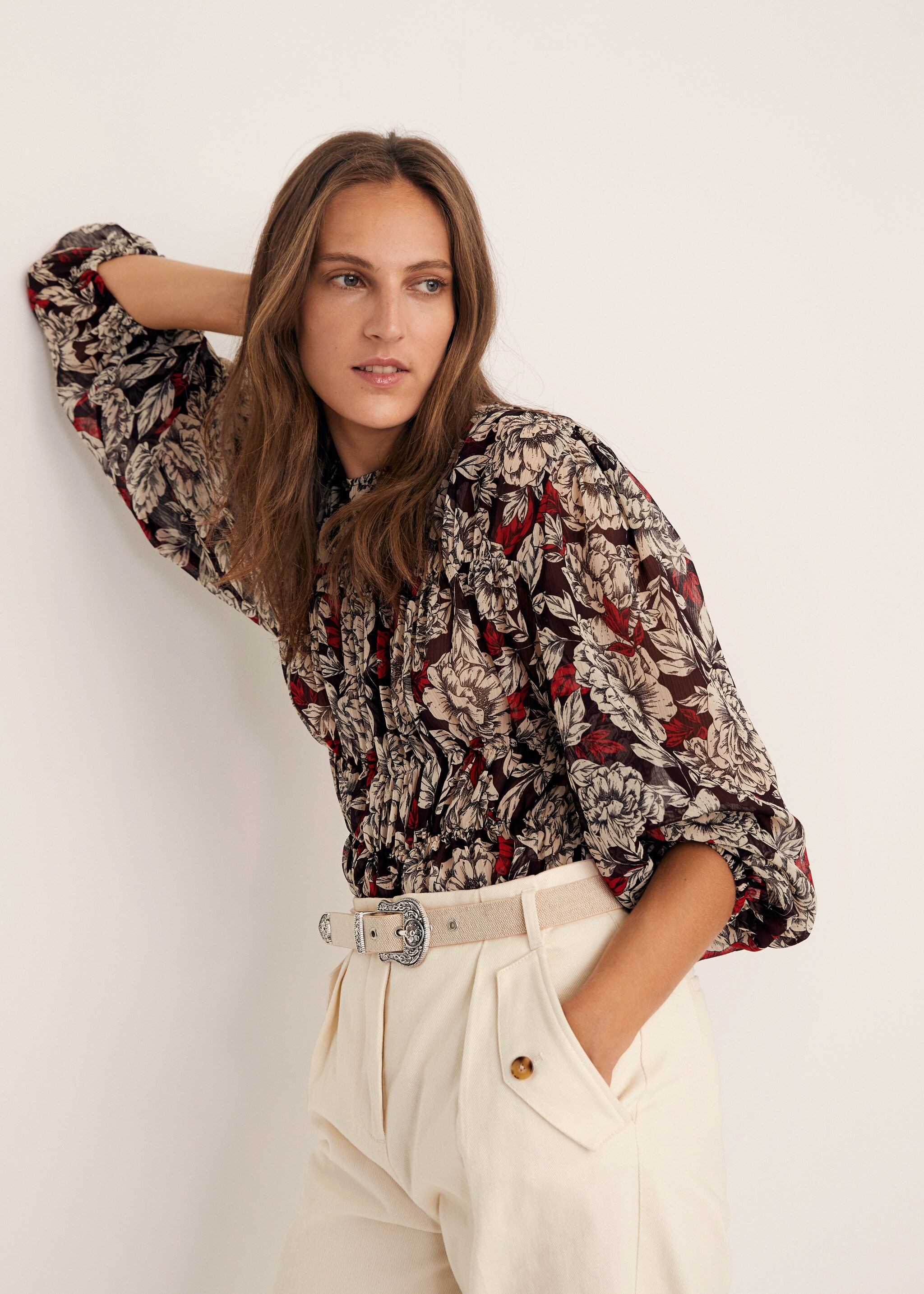 Blusa plisada estampada - Detalle del artículo 5