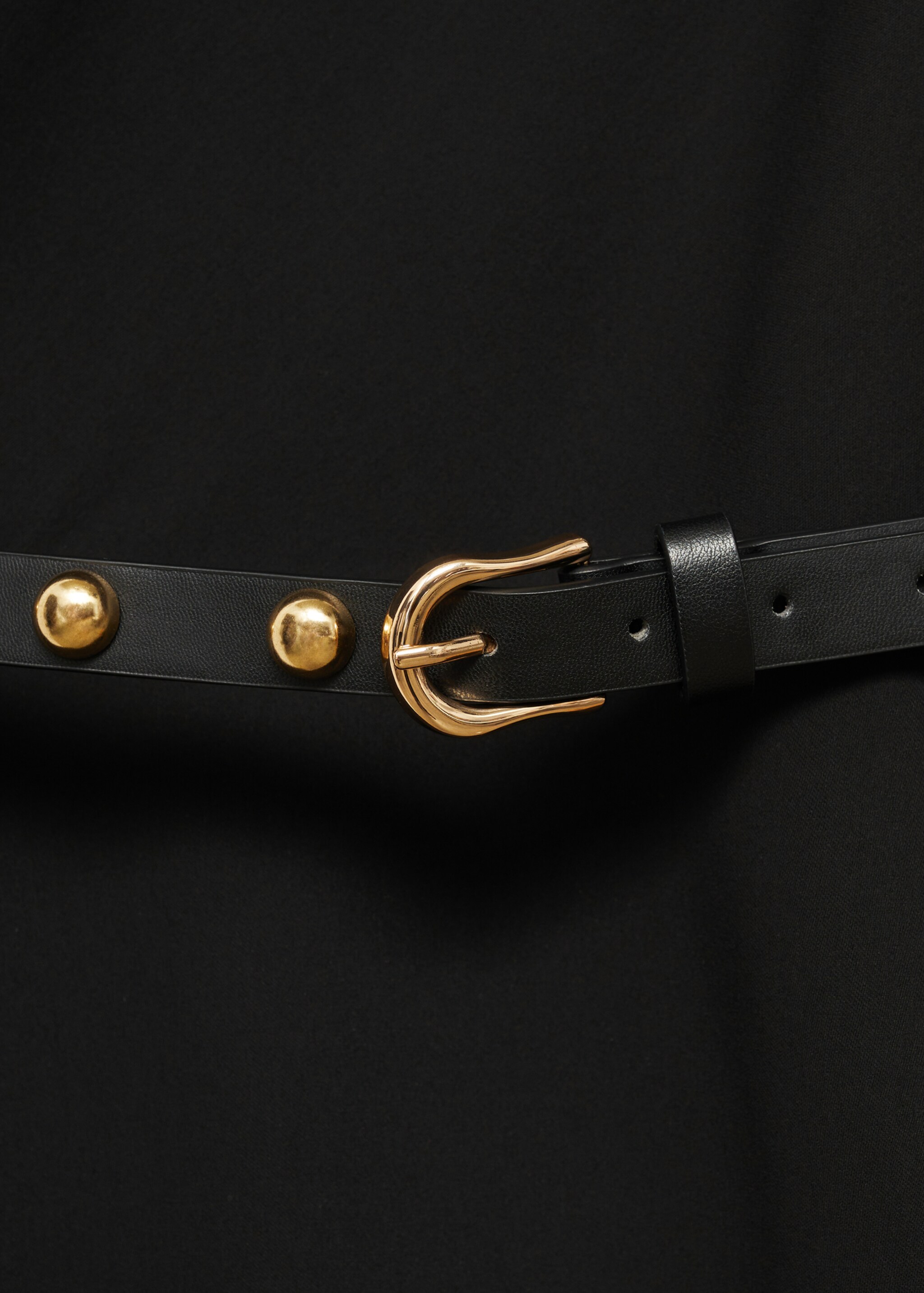 Asymmetrical dress with belt - Details of the article 0, Black. Ref: 77037644-00.