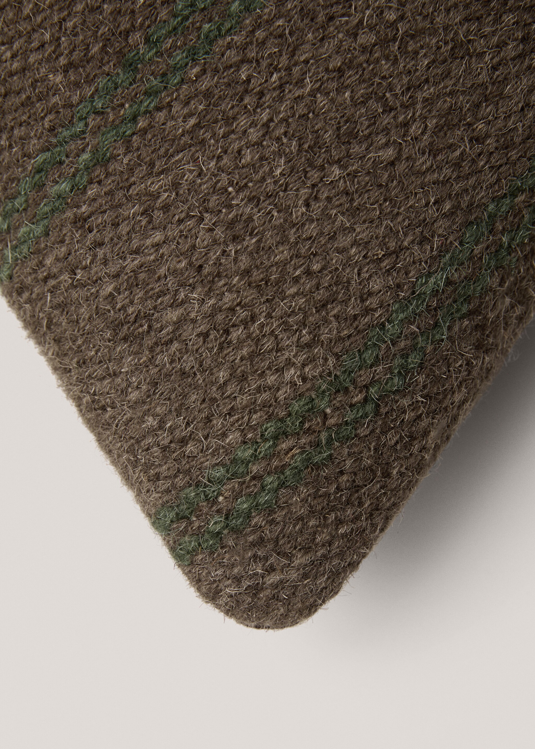 Wool and cotton cushion cover 35x90cm - Details of the article 2, Brown. Ref: 77037645-00.