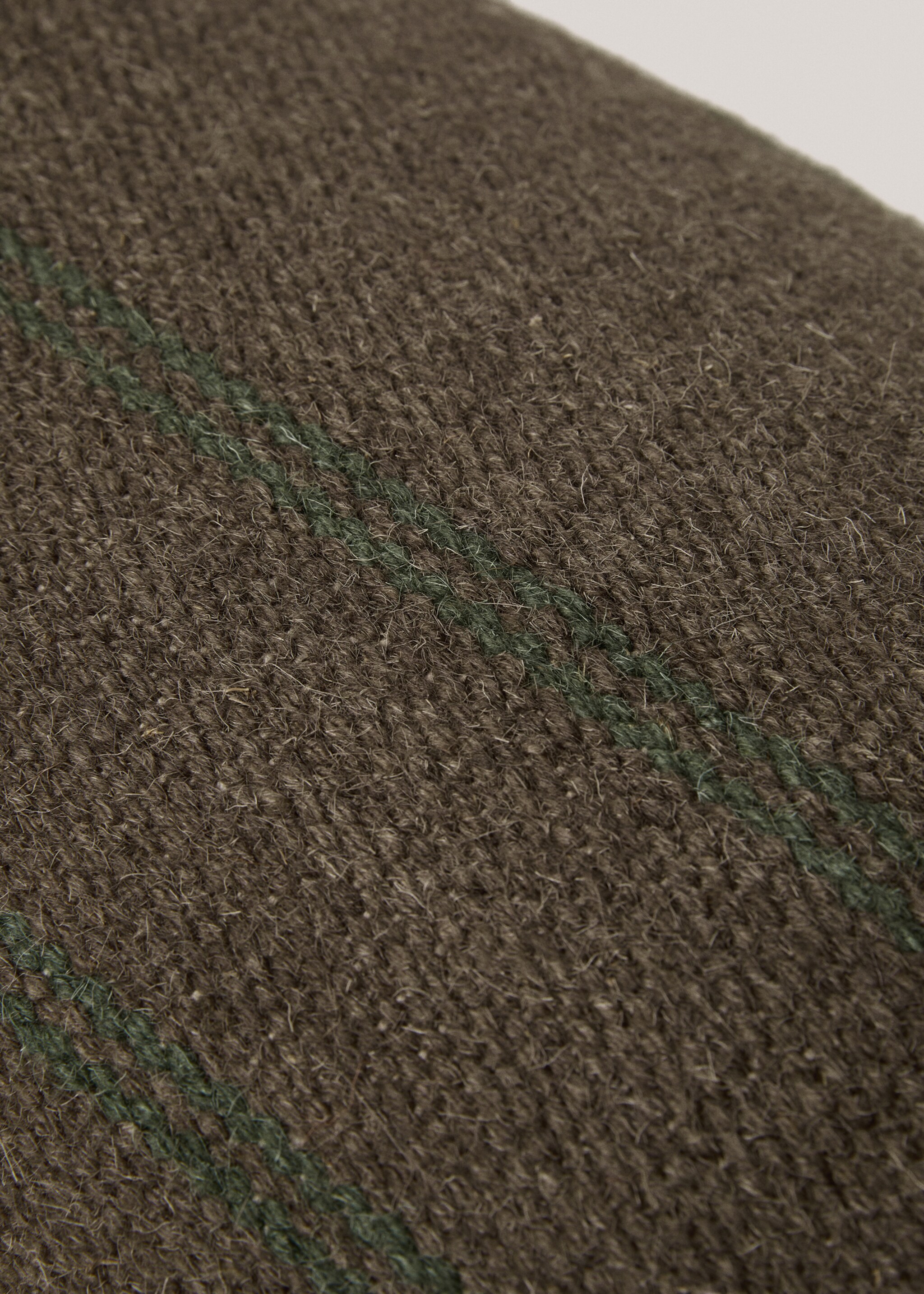 Wool and cotton cushion cover 35x90cm - Details of the article 3, Brown. Ref: 77037645-00.