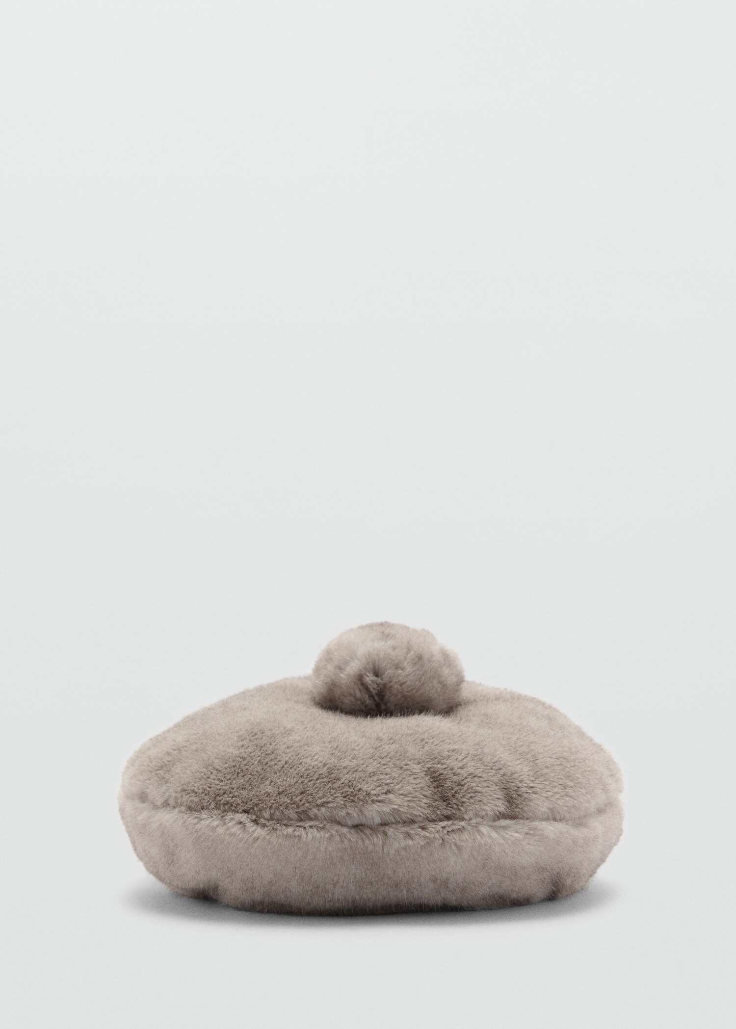 Fur-effect beret with pompom - Article without model